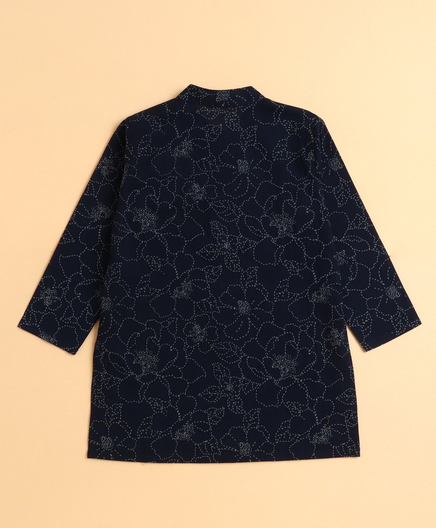 The Magic Wand Cotton Woven Full Sleeves Floral Printed Kurta and Pyjama Set- Blue