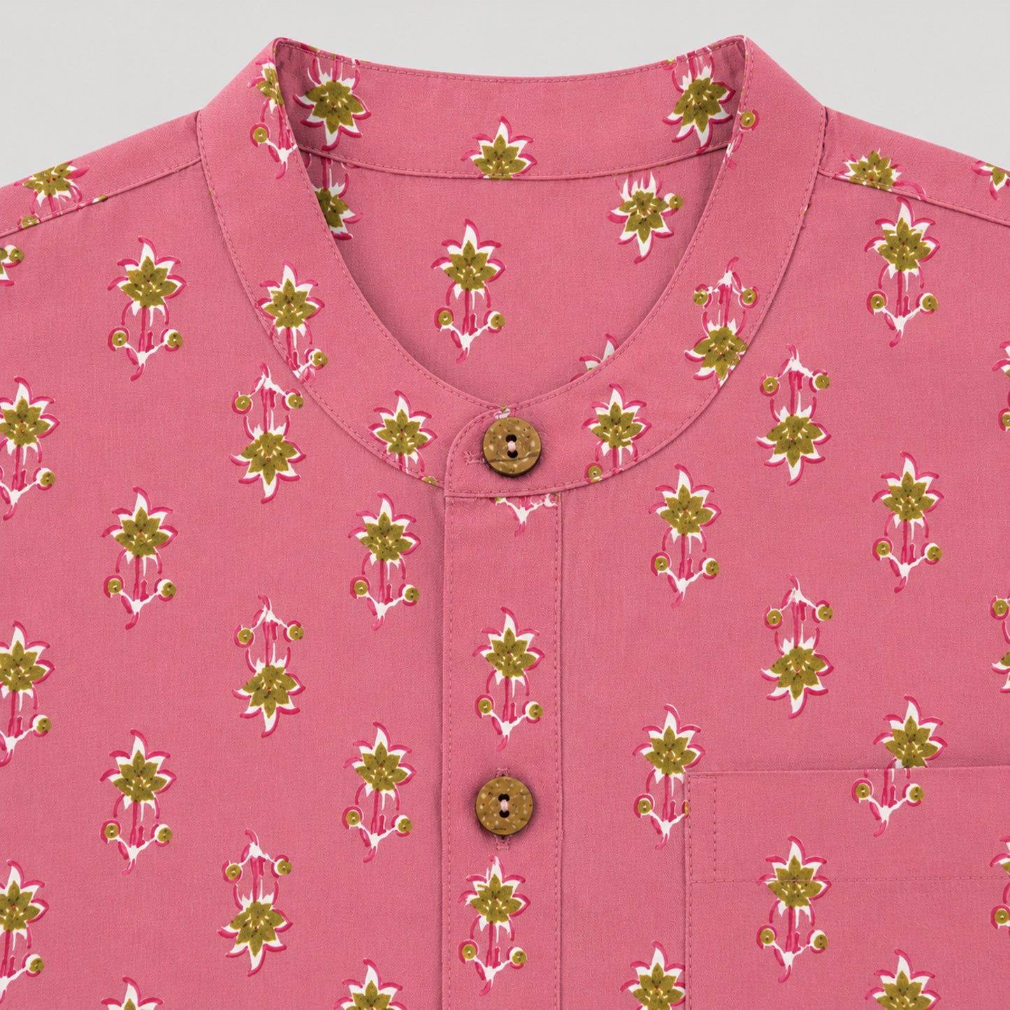 The Magic Wand Cotton Woven Half Sleeves Floral Printed Shirt - Pink