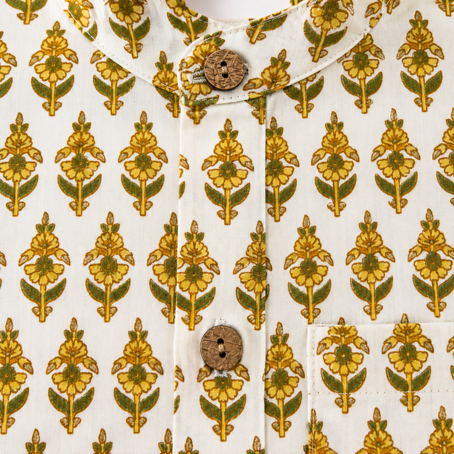 The Magic Wand Cotton Woven Half Sleeves Floral Buta Printed Shirt - Mustard