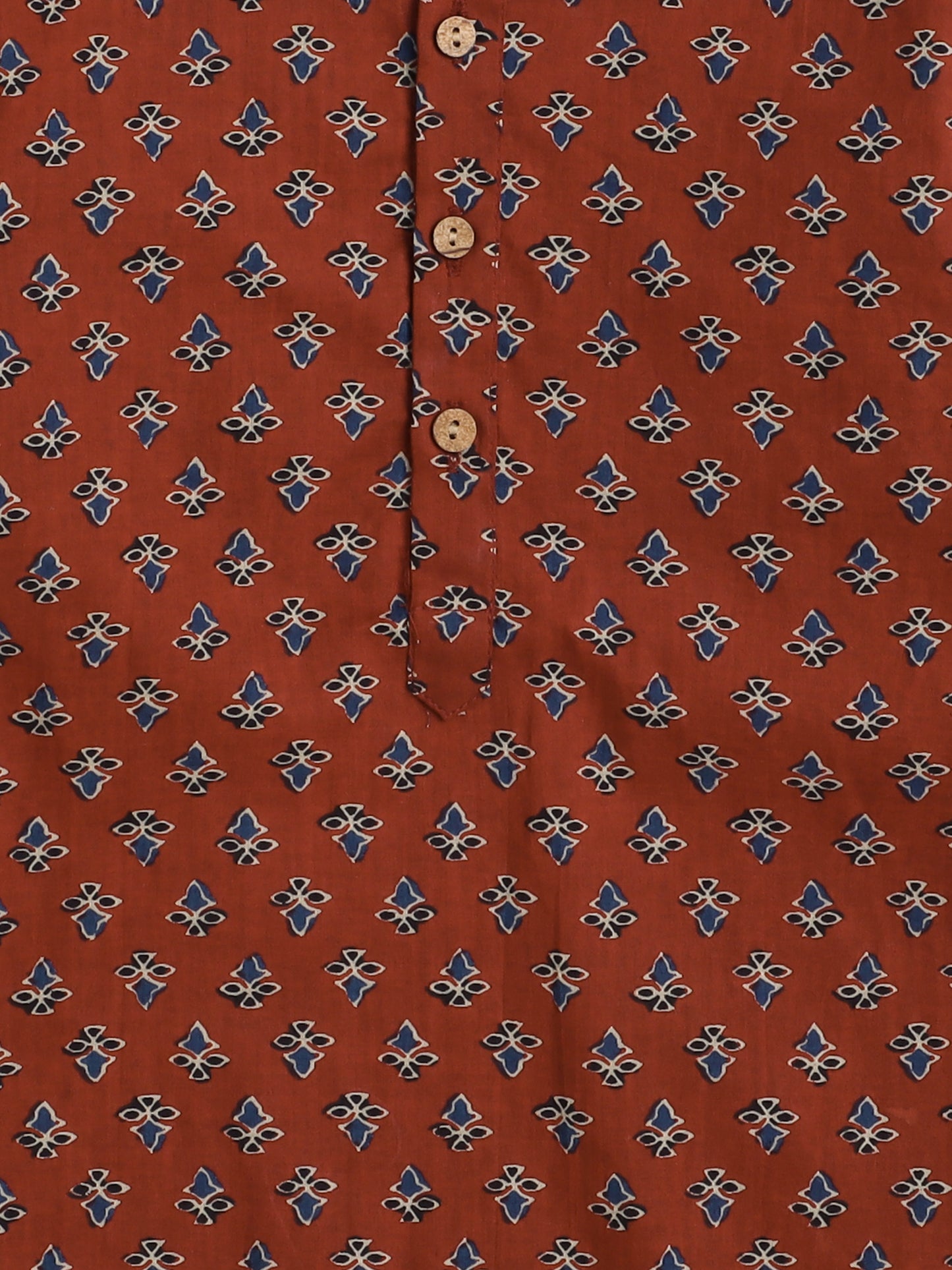 Floral Printed Mandarin Collar Full Sleeves Kurta and Pant Set For Boys-Maroon
