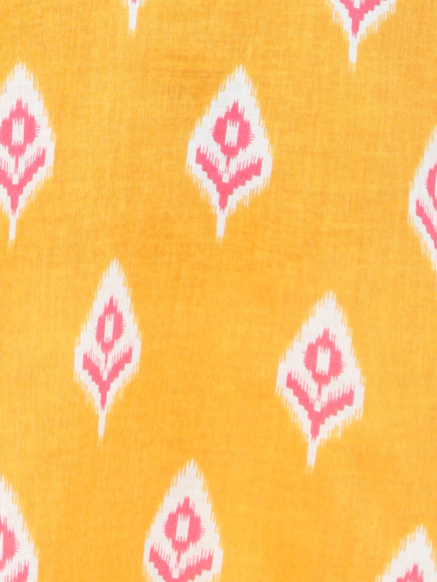 Full Sleeves Ikat Design Motif Printed Kurta With Pant For Boys-Yellow