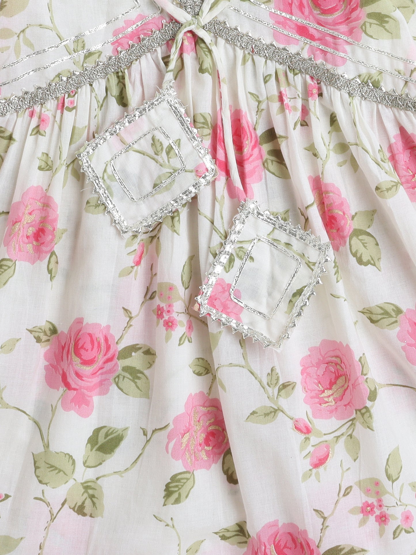 Three forth Sleeves Alia Cut Floral Printed Kurta Set- Off White