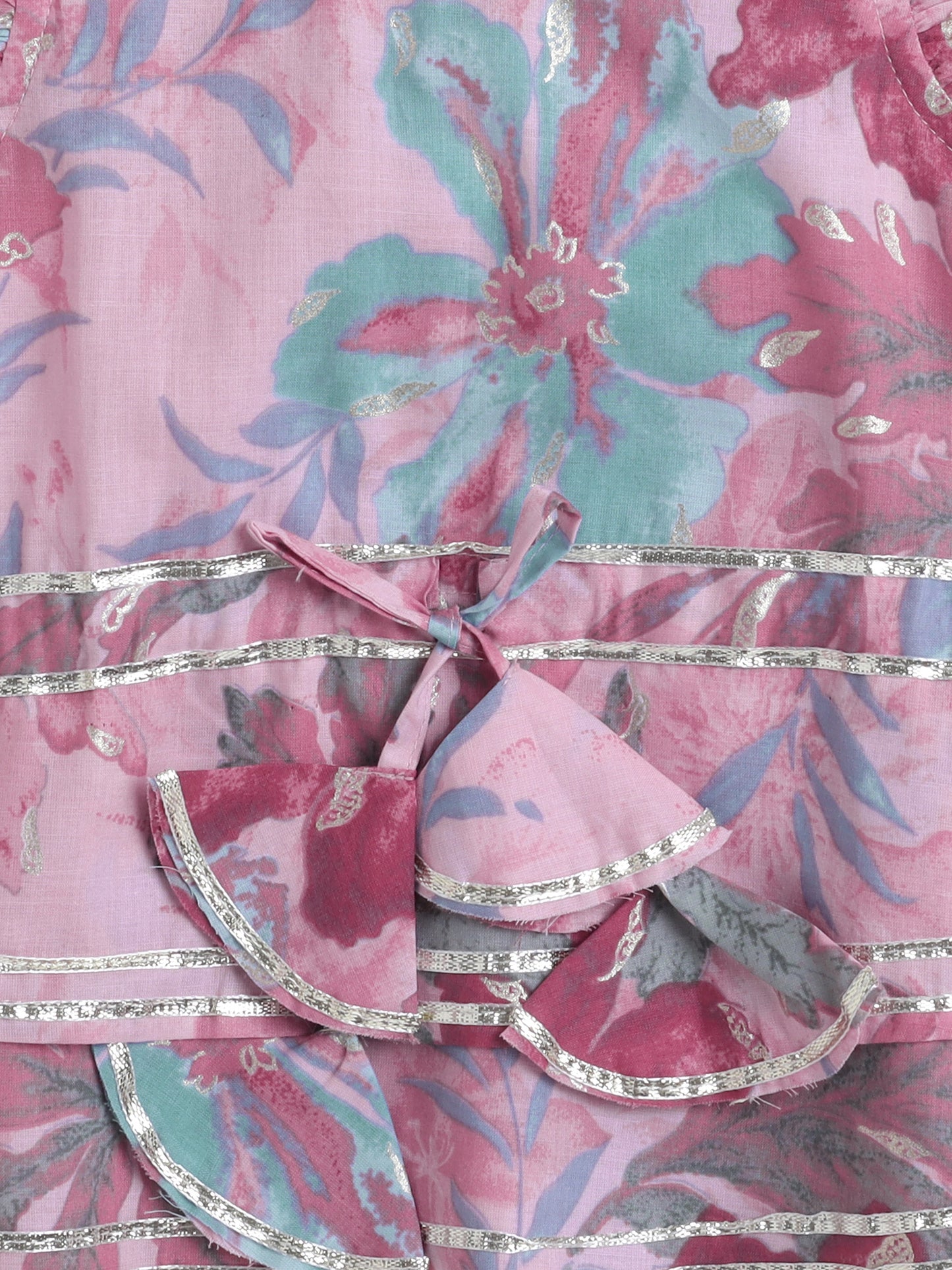 Sleeveless Floral Print Coordinating Top and Pant Set- Onion Pink