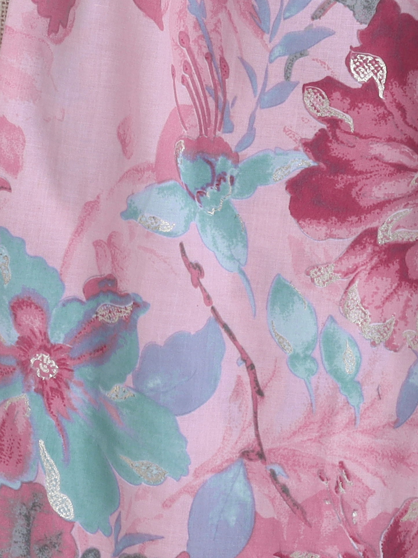 Sleeveless Floral Print Coordinating Top and Pant Set- Onion Pink