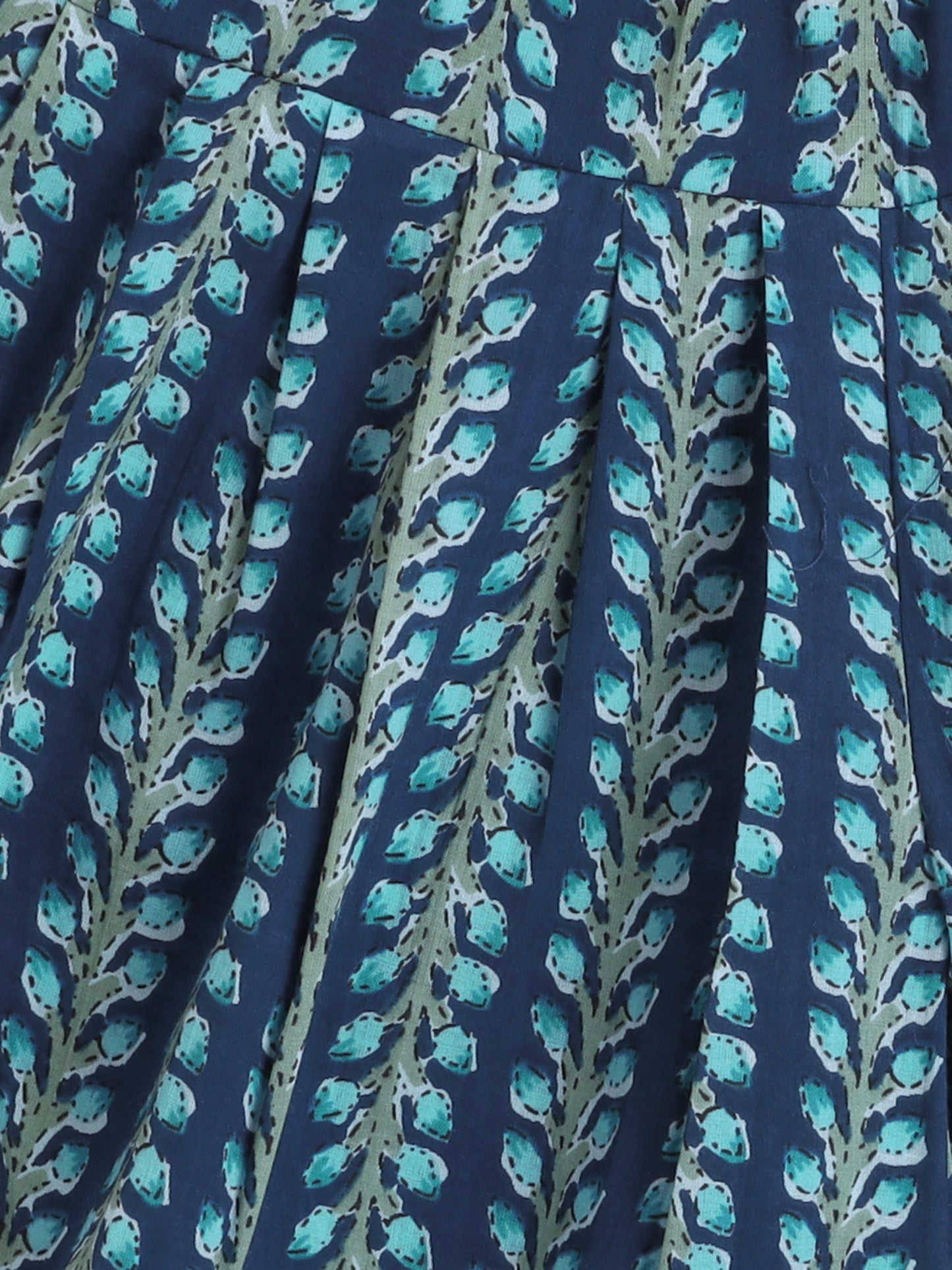 Sleeveless Floral Print Kurta with Stripe Dhoti Set- Navy Blue
