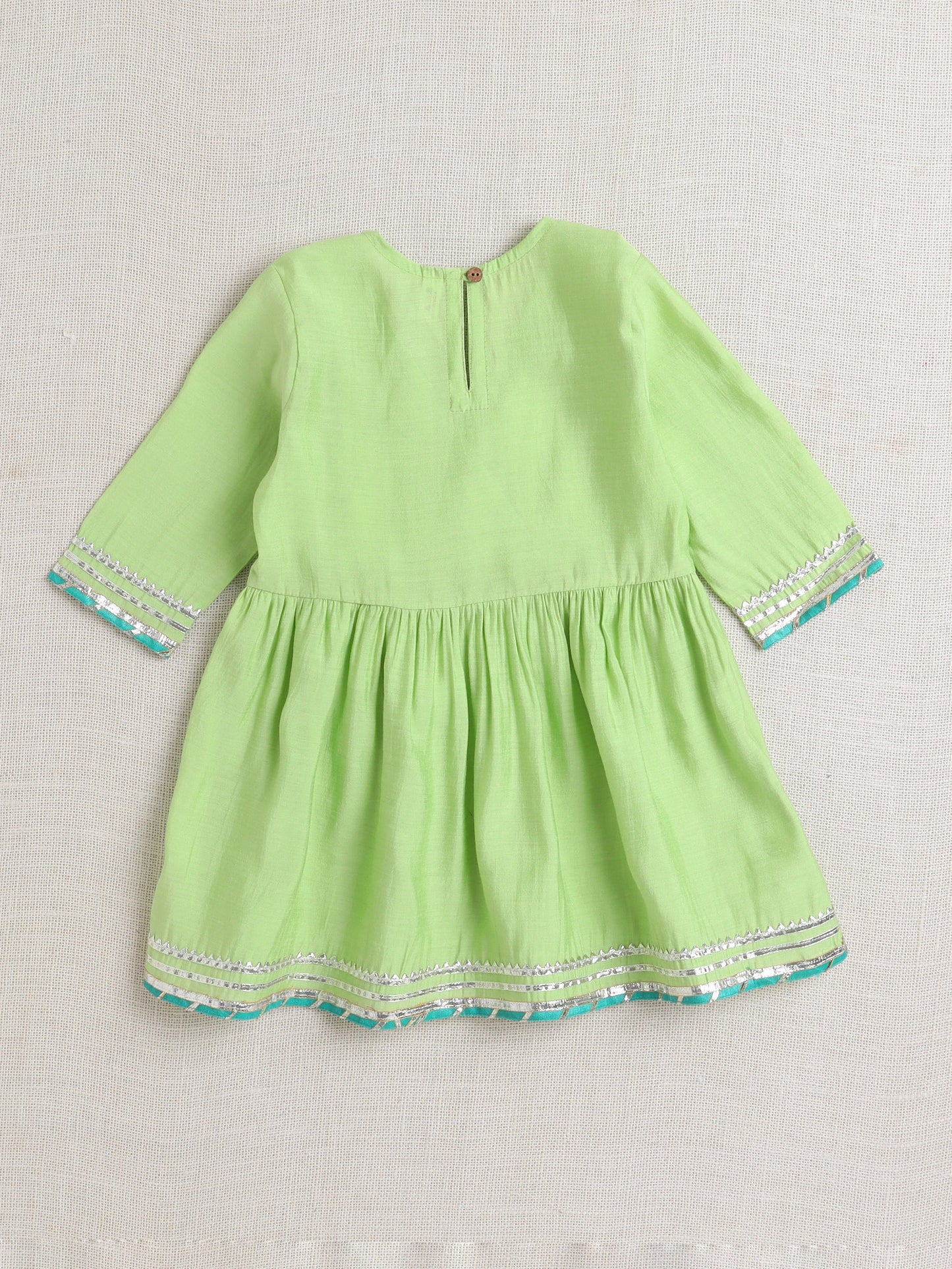 Three Forth Sleeves Angharakha Kurta Set- Green