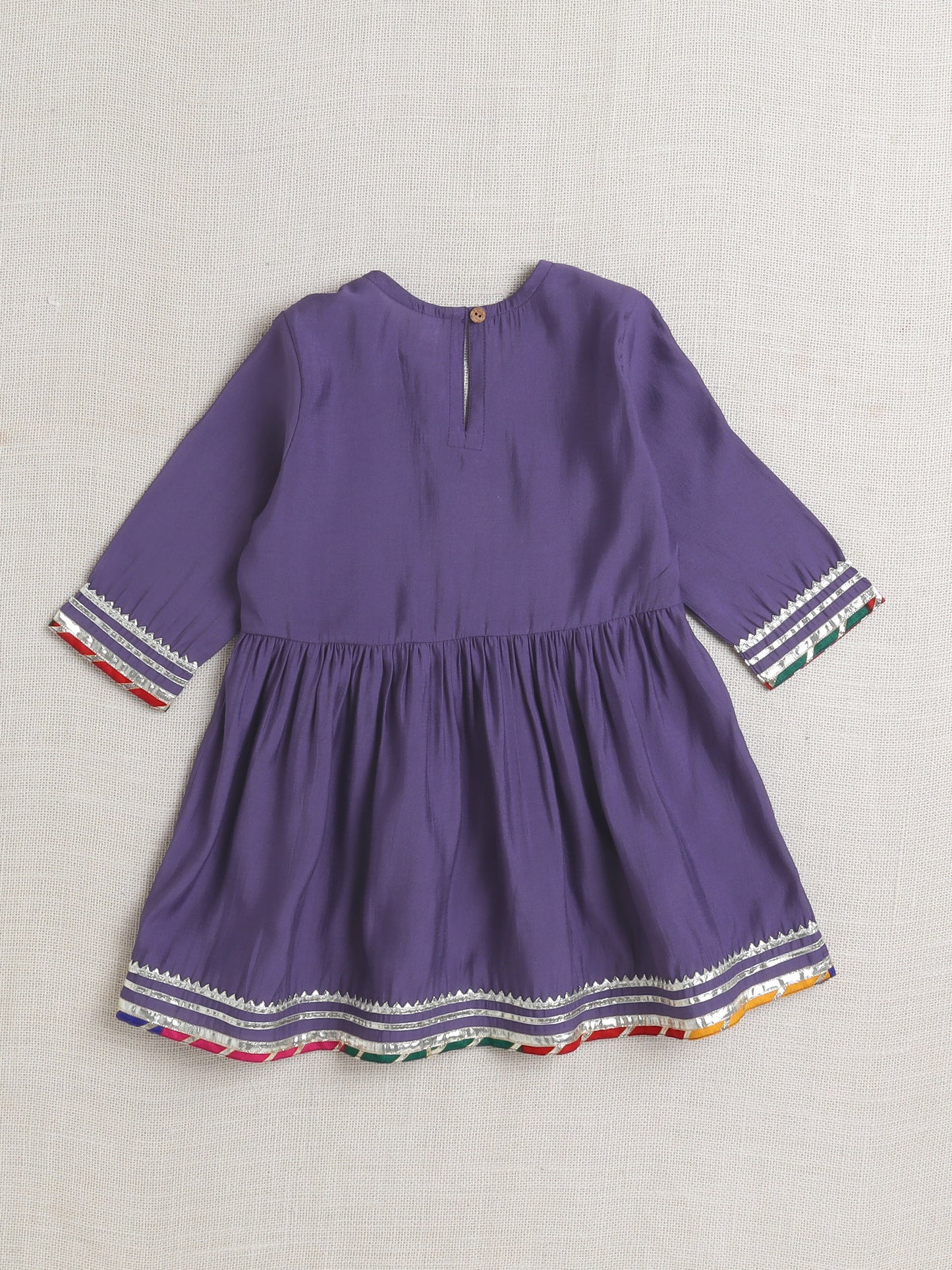 Three Forth Sleeves Angharakha Kurta Set- Purple