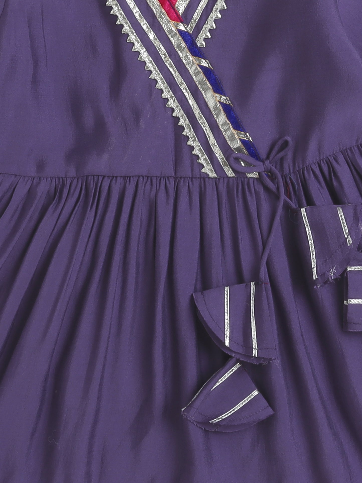 Three Forth Sleeves Angharakha Kurta Set- Purple