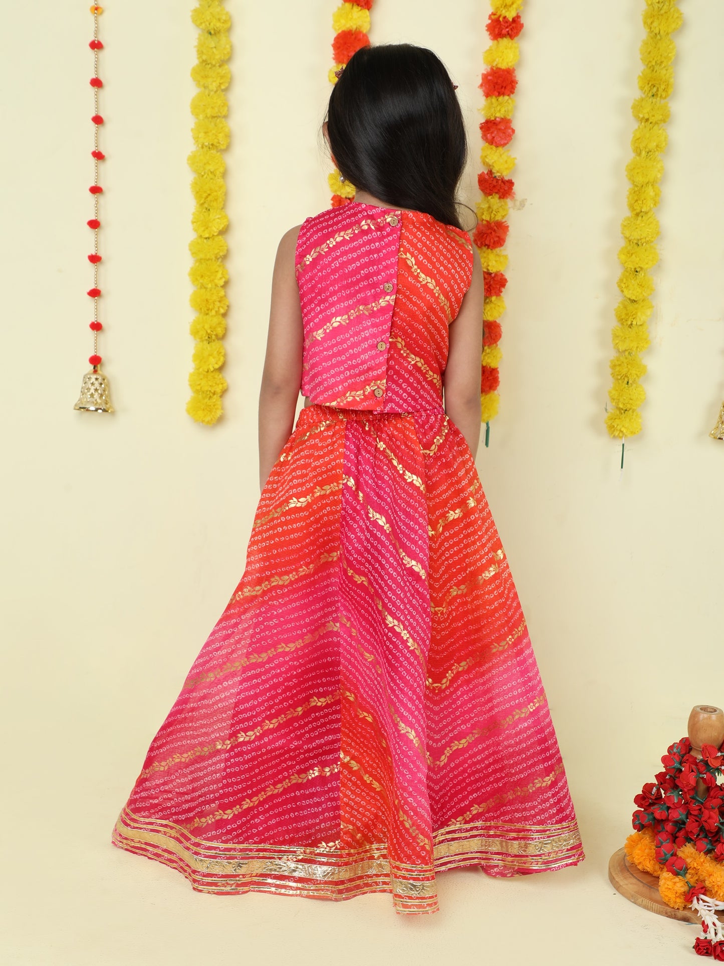 The Magic Wand Sleeveless Embellished Kota Doria Lehenga Choli Set with Attached Dupatta Pink