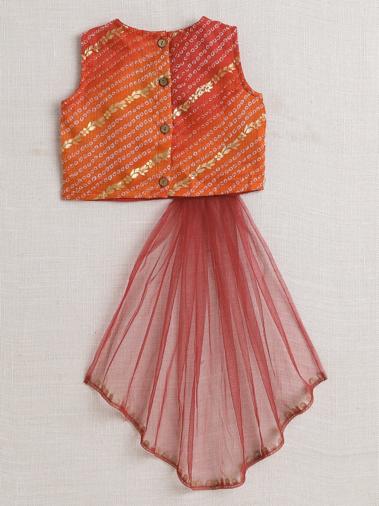 The Magic Wand Sleeveless Embellished Kota Doria Lehenga Choli Set with Attached Dupatta Maroon