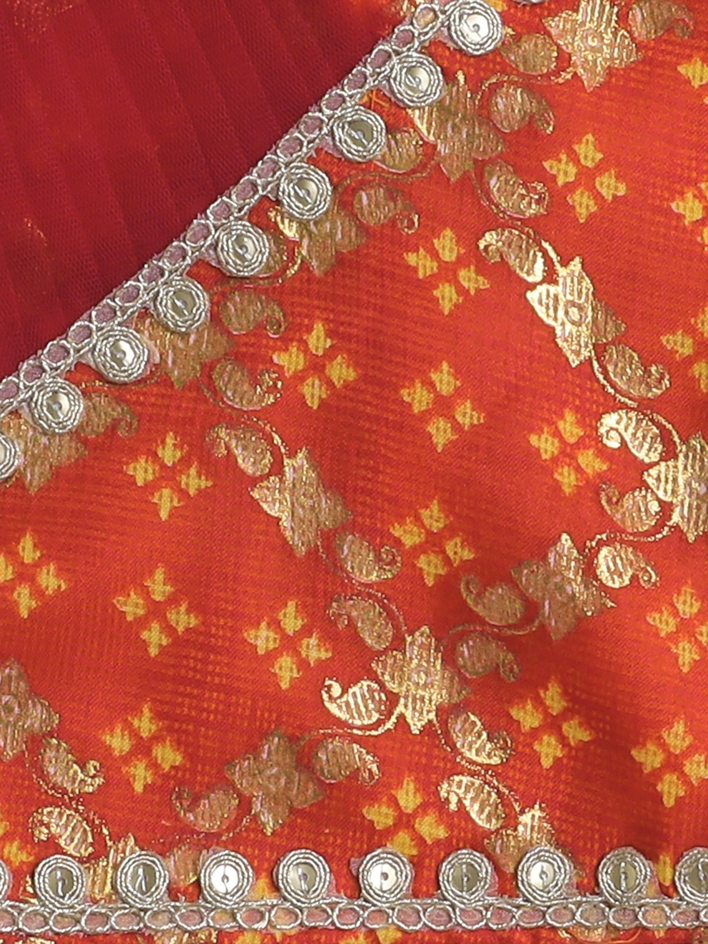 The Magic Wand Sleeveless Embellished Kota Doria Lehenga Choli Set with Attached Dupatta Red