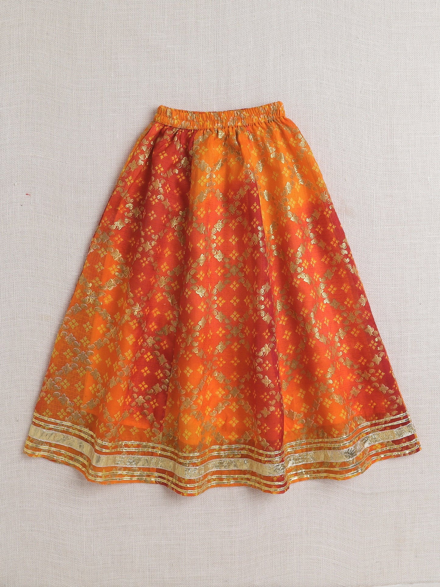 The Magic Wand Sleeveless Embellished Kota Doria Lehenga Choli Set with Attached Dupatta Red