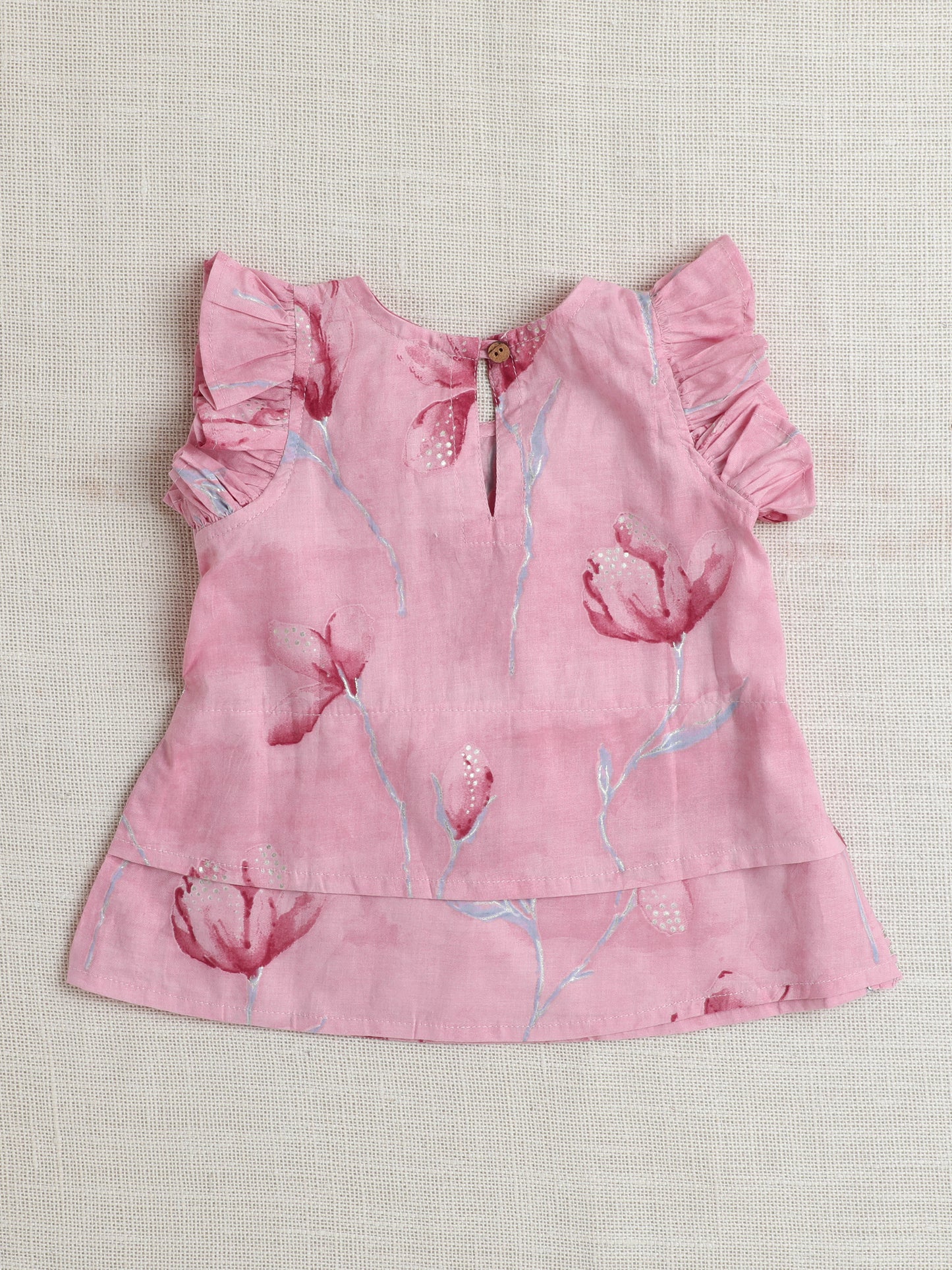 The Magic Wand Sleeveless Floral Print Kurta With Pant Set Pink