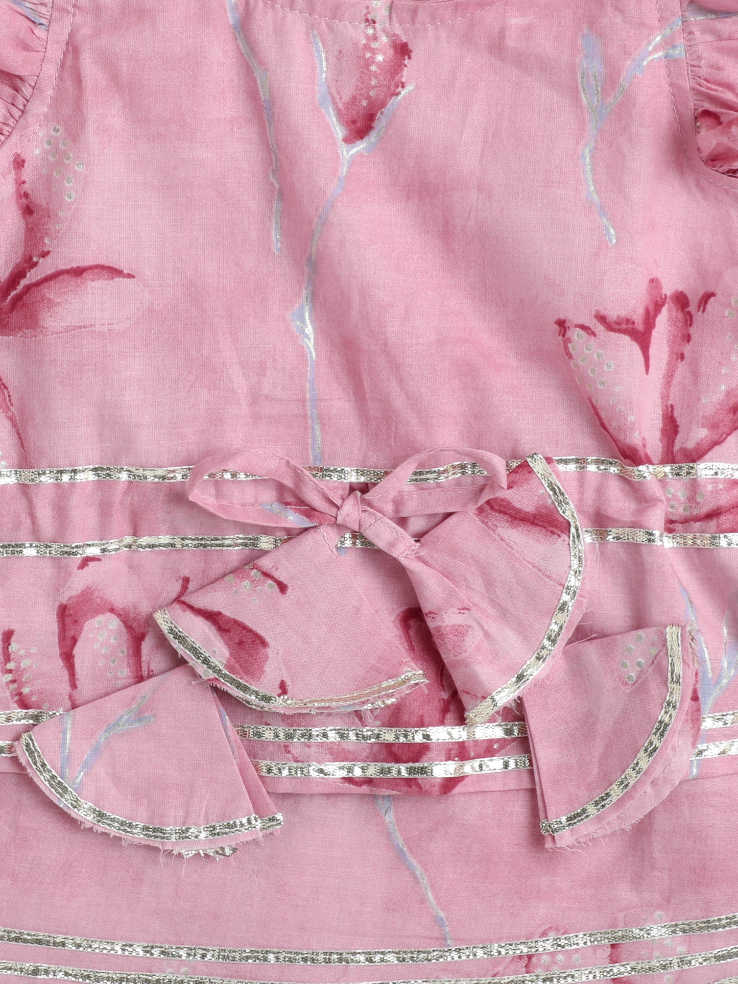 The Magic Wand Sleeveless Floral Print Kurta With Pant Set Pink