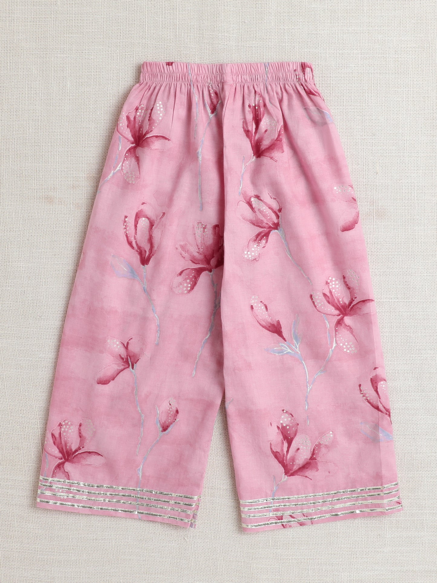 The Magic Wand Sleeveless Floral Print Kurta With Pant Set Pink