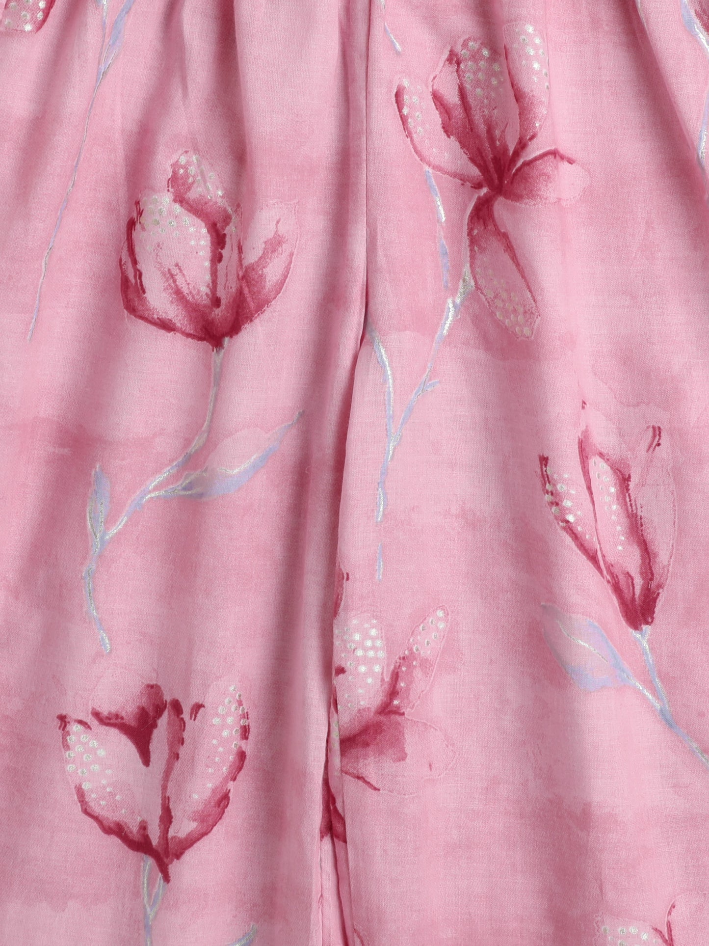 The Magic Wand Sleeveless Floral Print Kurta With Pant Set Pink