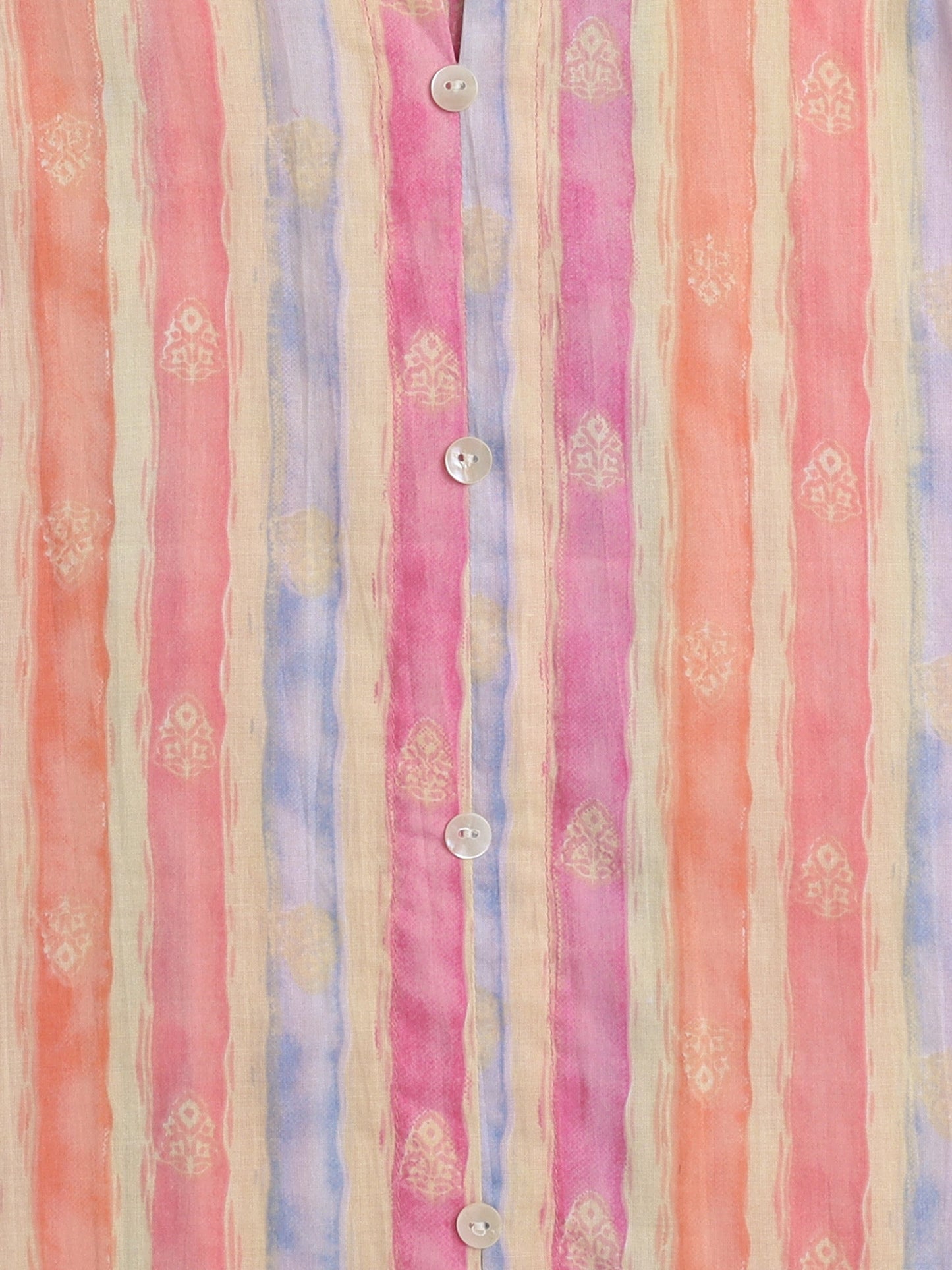 The Magic Wand Sleeveless Strip Print Kurta With Pyjama Set Peach