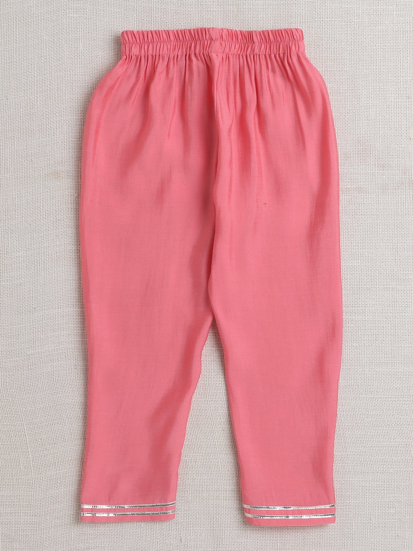 The Magic Wand Sleeveless Strip Print Kurta With Pyjama Set Peach