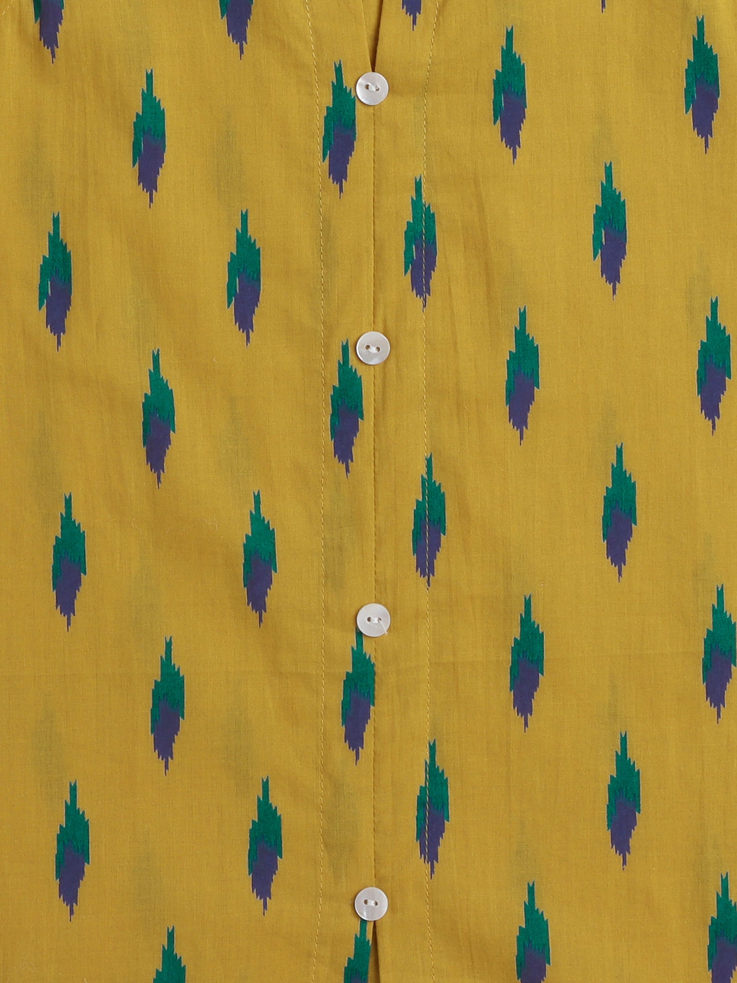 Sleeveless Abstract Printed & Lace Embellished Kurta With Salwar Set - Mustard