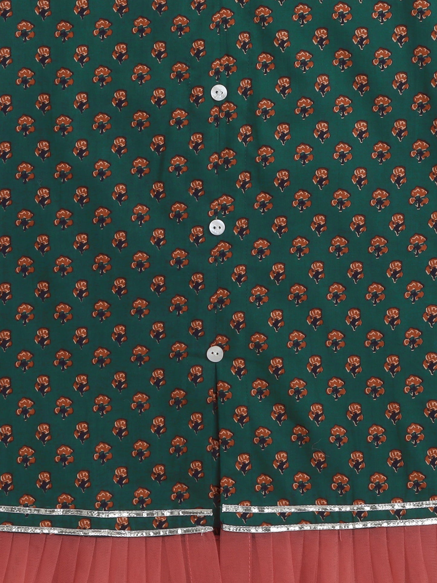Sleeveless Floral Motif Printed Kurta With Salwar Set - Olive Green