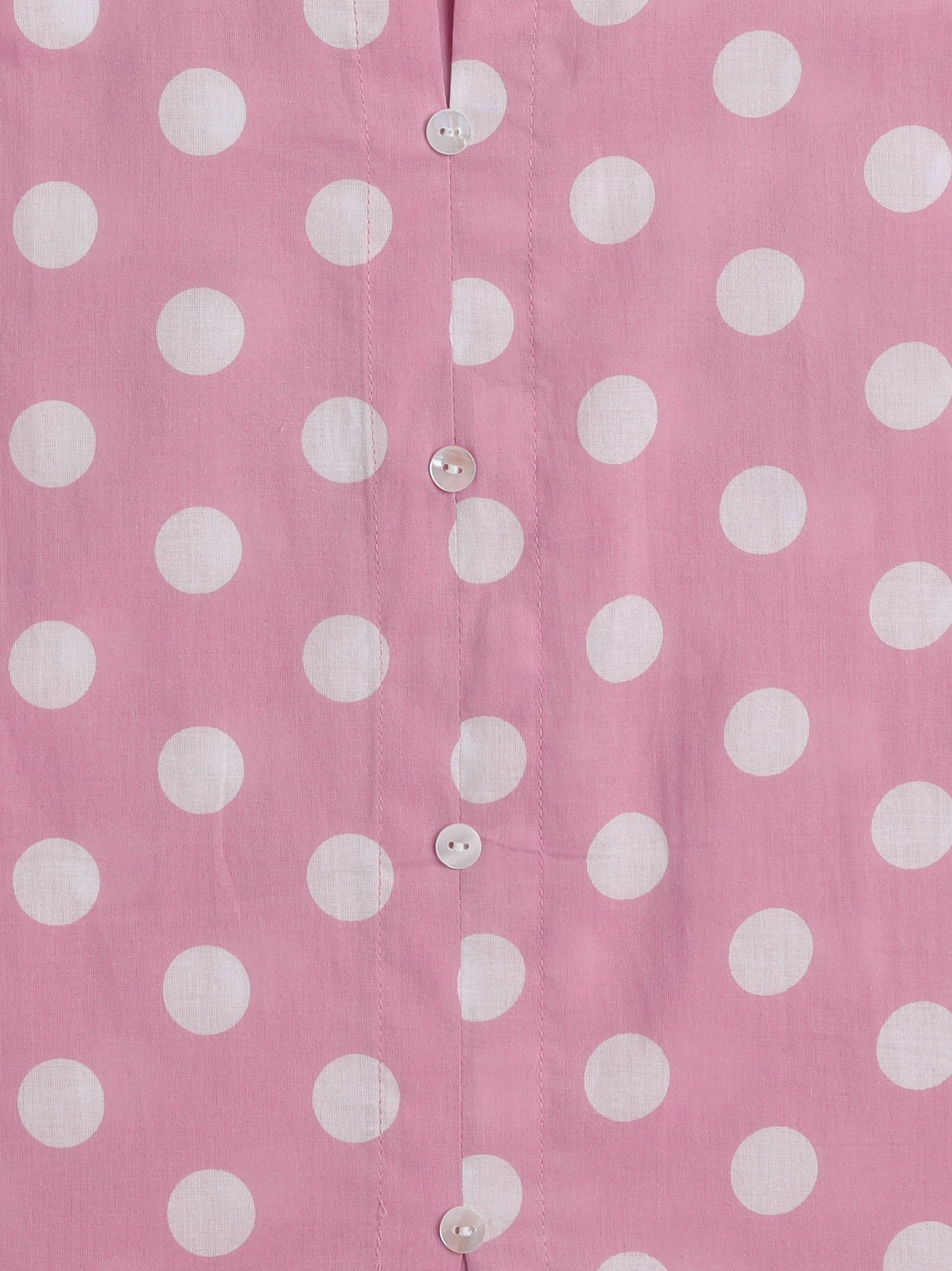 Sleeveless Polka Dots Printed & Lace Embellished Kurta With Salwar Set - Pink