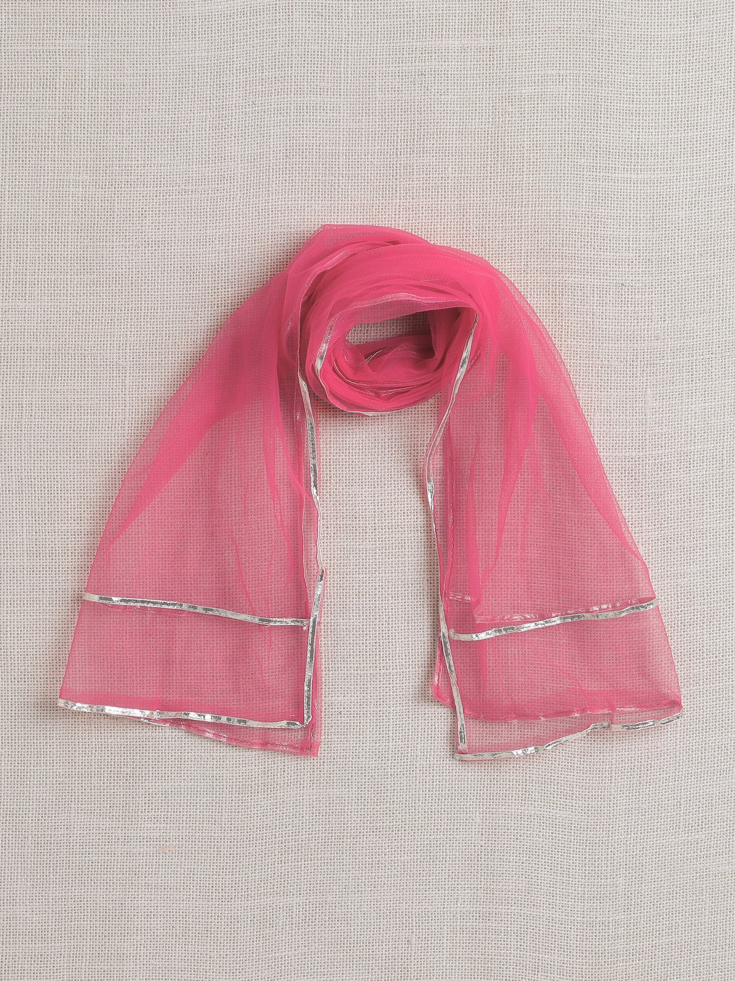 Sleeveless Emebellished Kurta with Lace and Sharara Set with Dupatta - Fuchsia