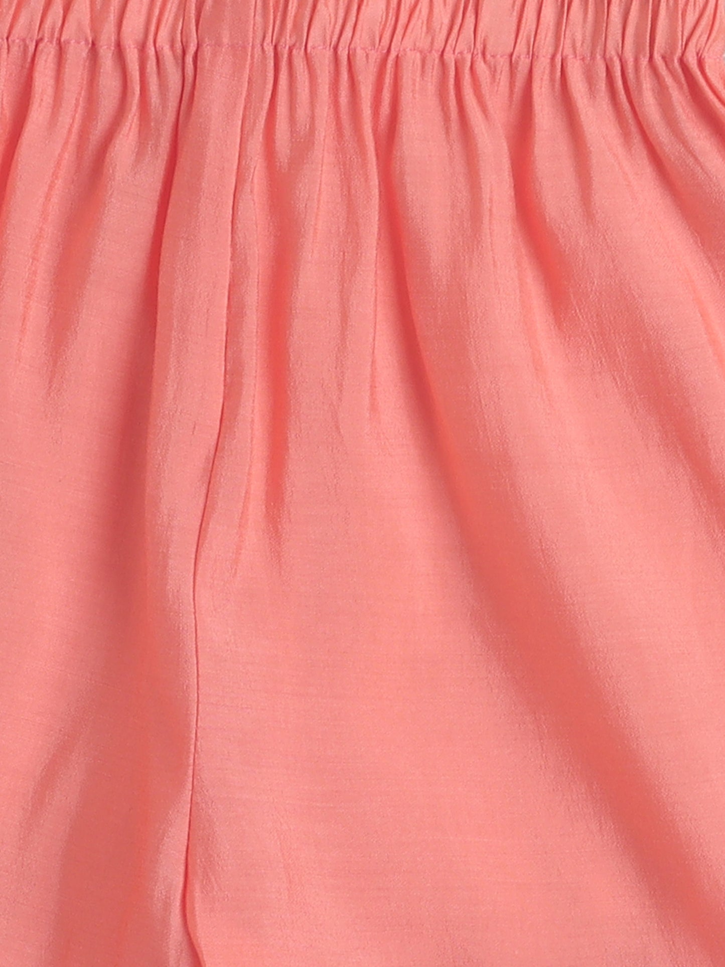 Short Sleeves Kurta with Lace Emebellished Sharara Set with Dupatta- Peach