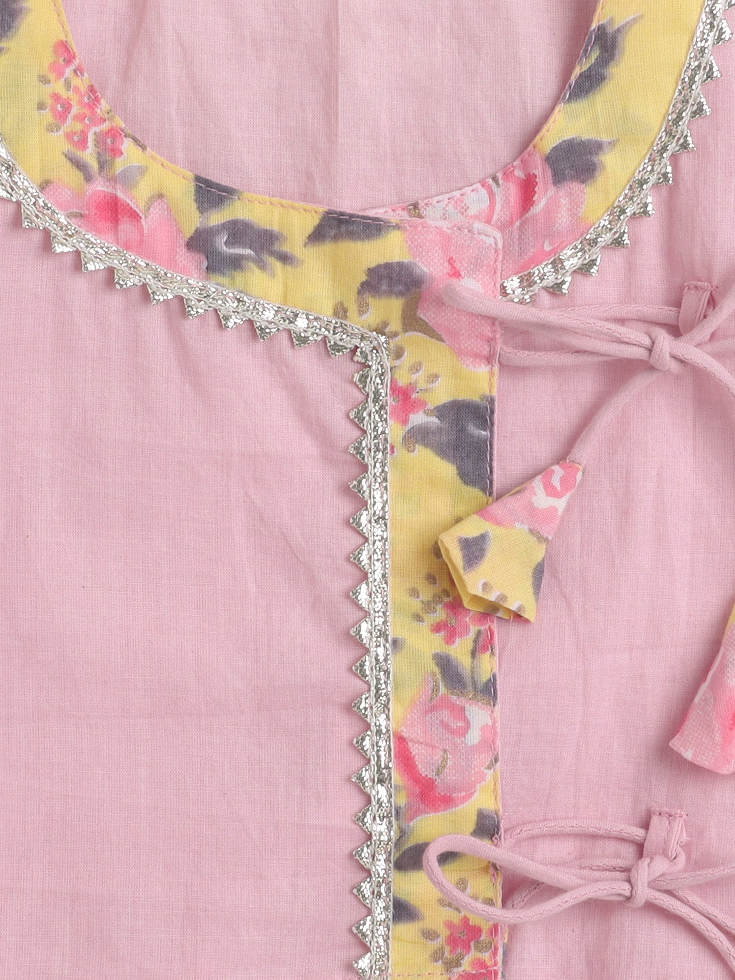 Short Sleeves Floral Print Lehnega Choli Set- Pink