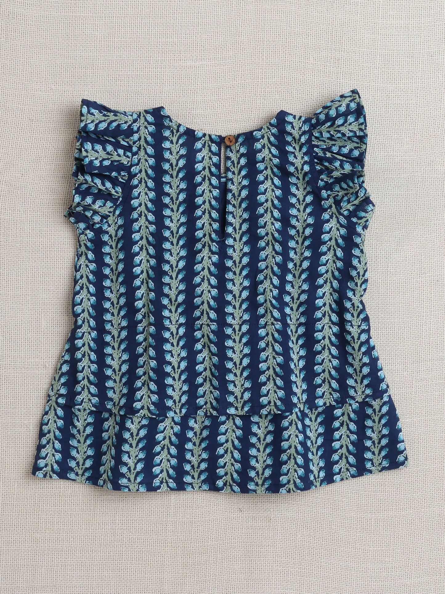 Sleeveless Stripe Print Coordinating Top and Pant Set- Blue