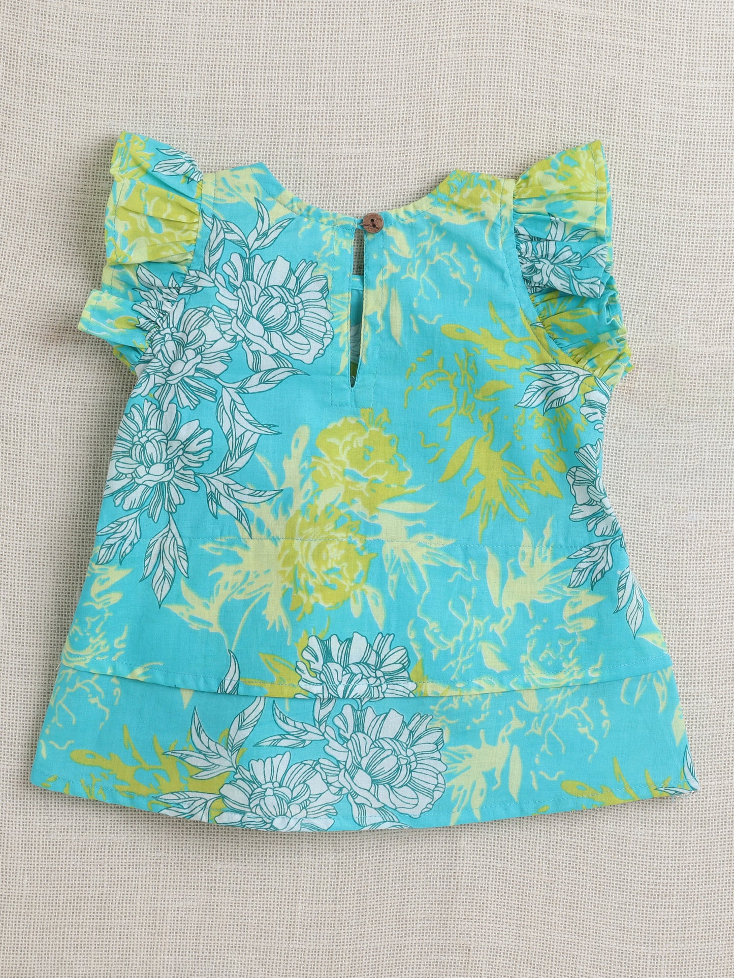 Sleeveless Floral Print Coordinating Top and Pant Set- Green