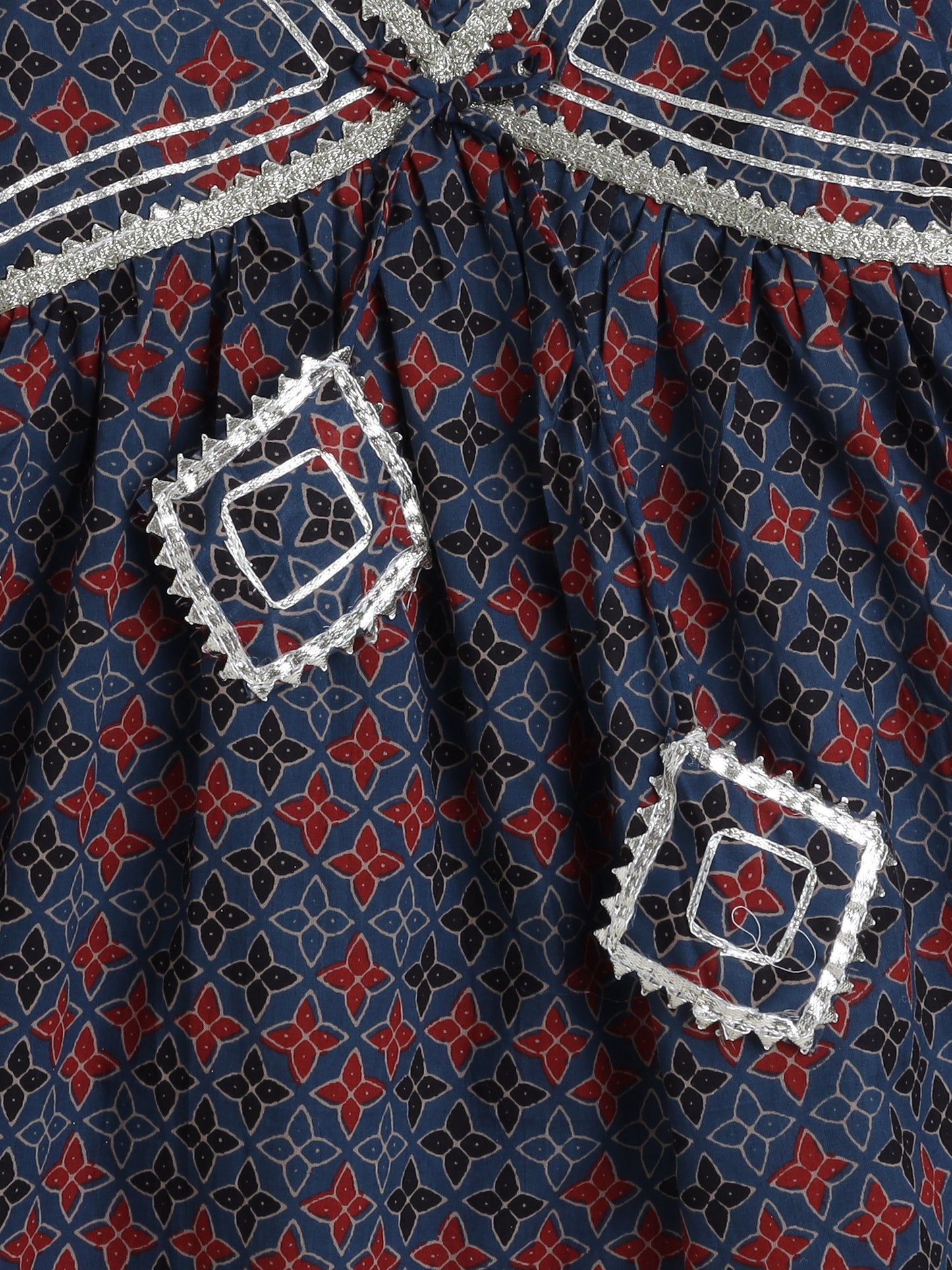 Half Sleeves Floral Print Alia Cut Kurta Set- Indigo Blue