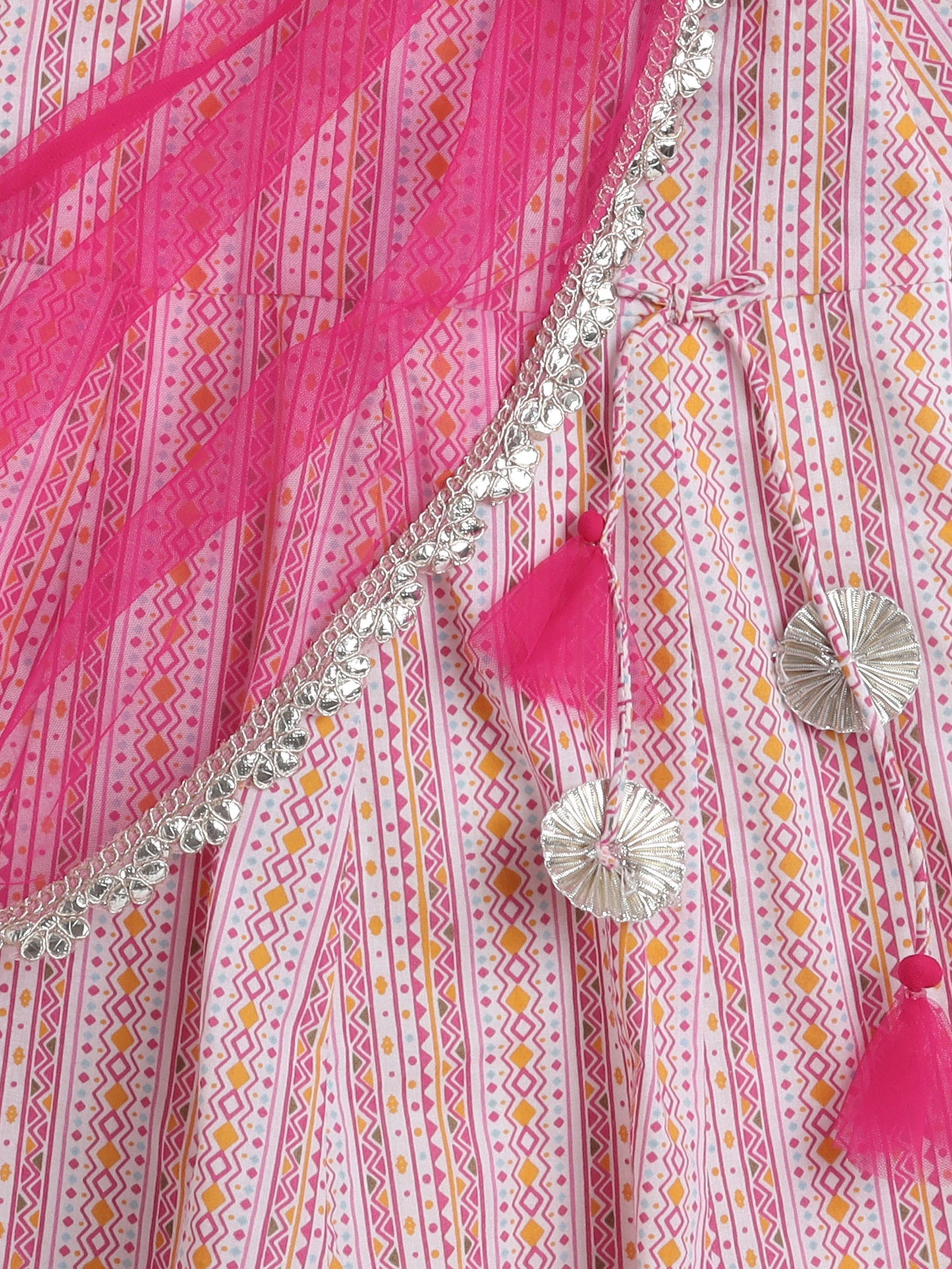 Sleeveless All Over Print Ethnic Dress- Pink
