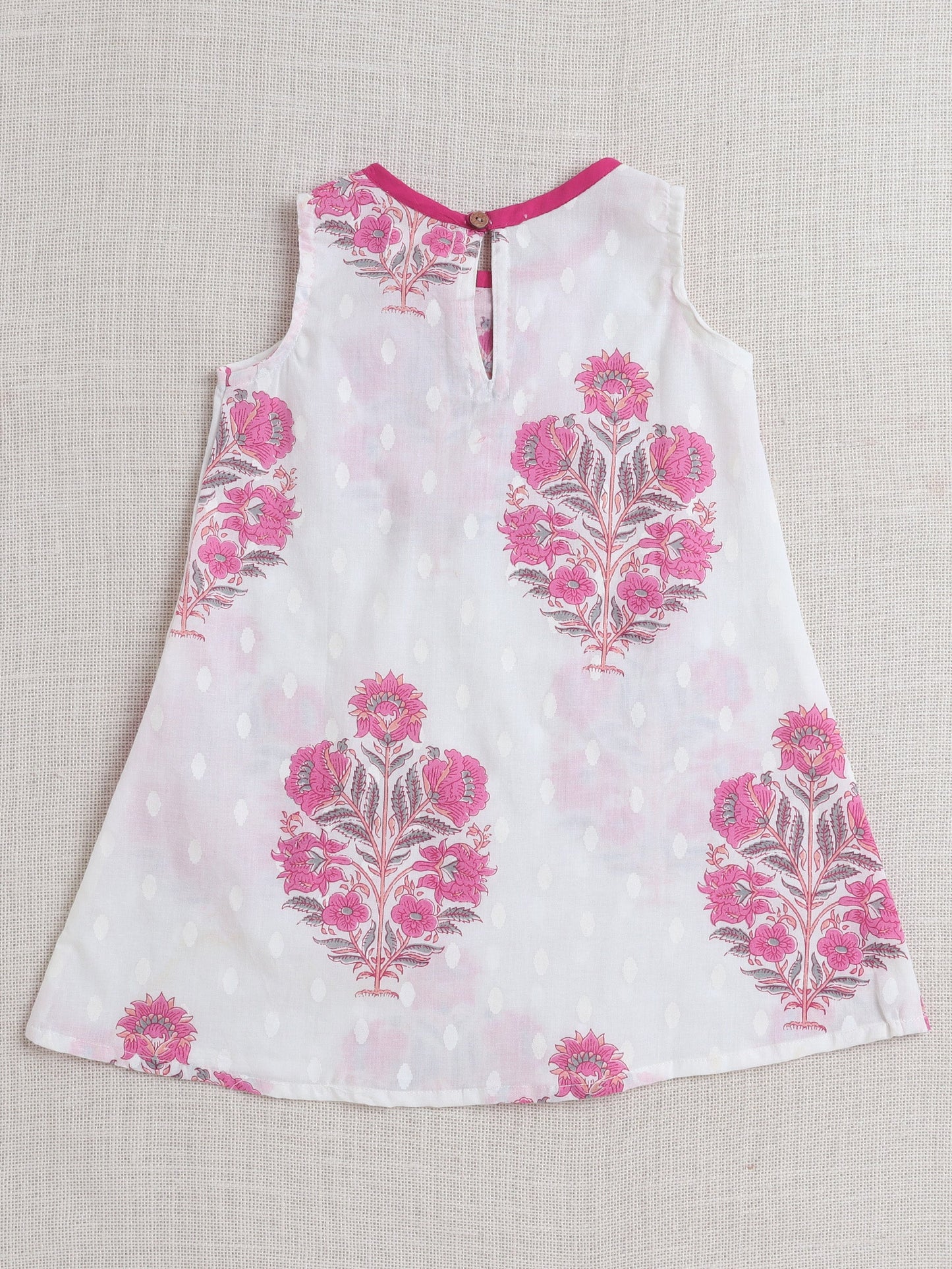 Sleeveless Floral Printed & Lace Embellished Kurta Sharara & Duppata Set- Pink