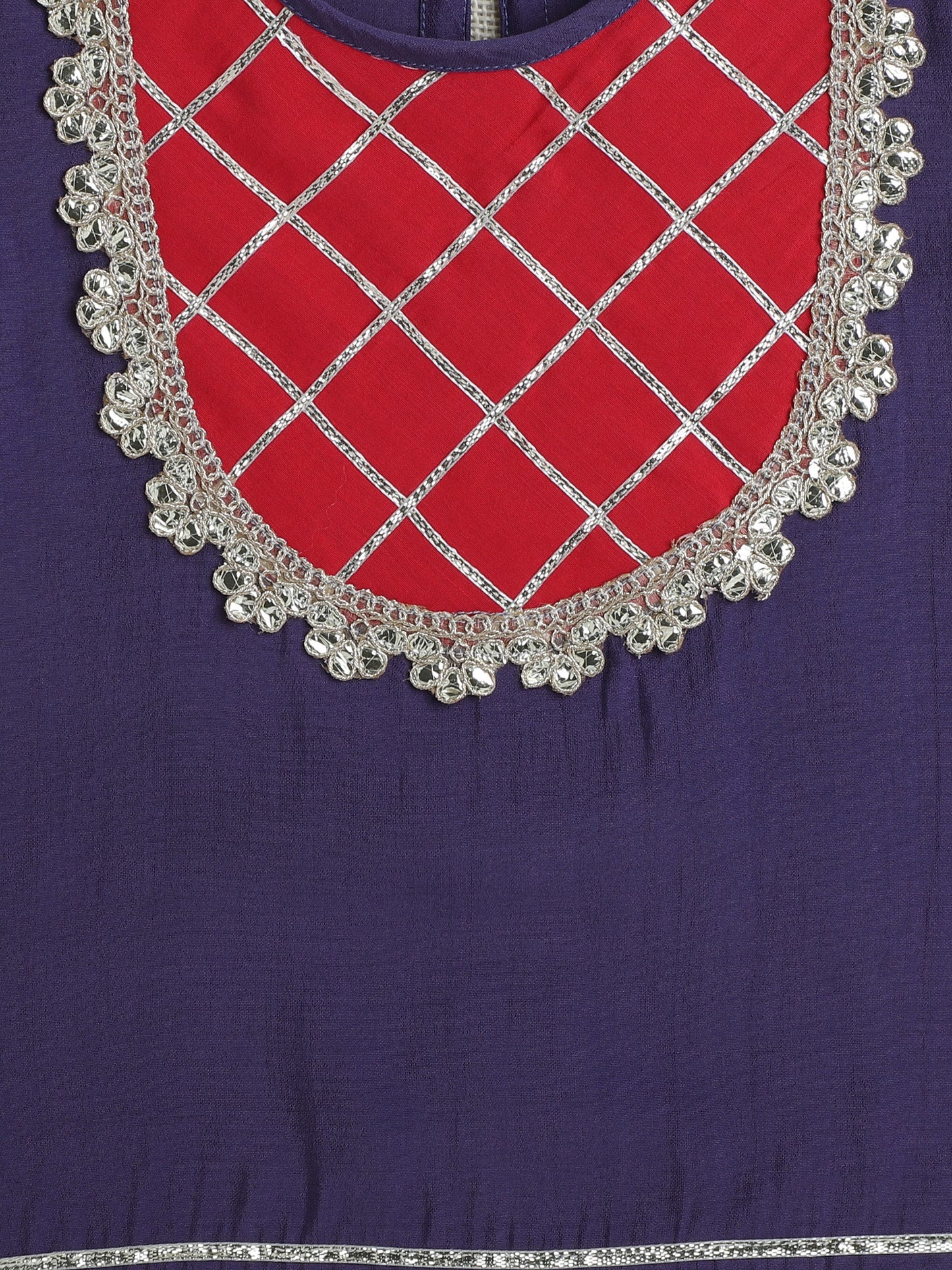 Half Sleeves Lace Embellished Pattu Pavadai Lehenga Choli Set - Purple