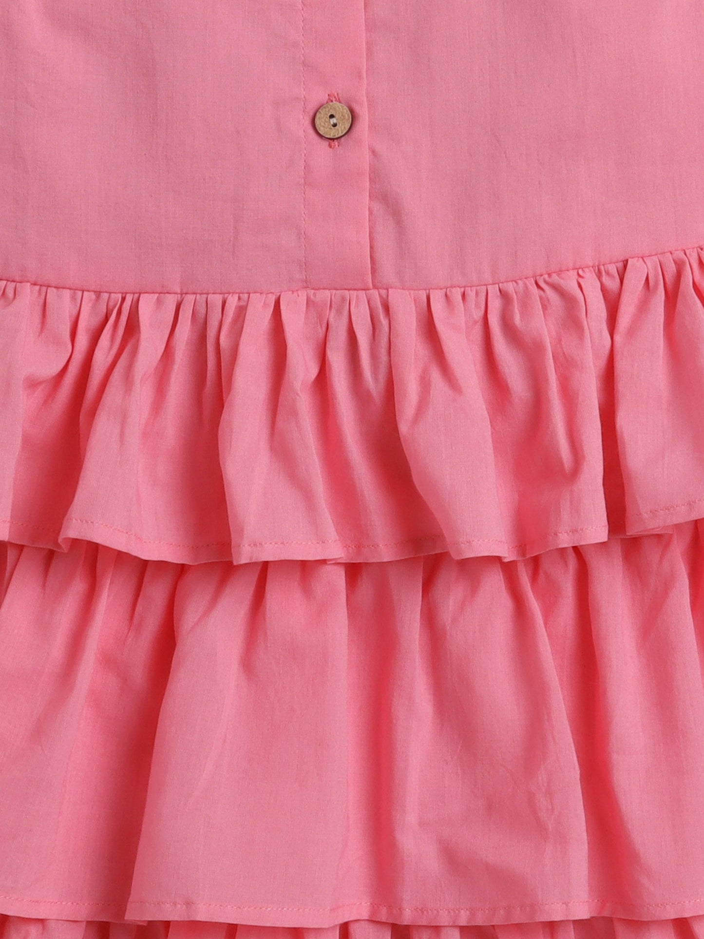Cotton Sleeveless Solid Layered Dress - Pink