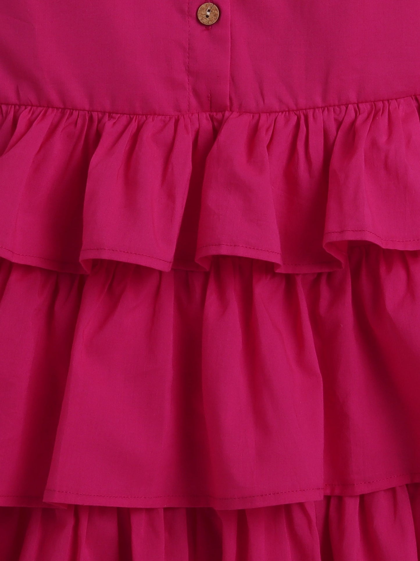 Sleeveless Cotton Solid Layered Dress- Fuchsia
