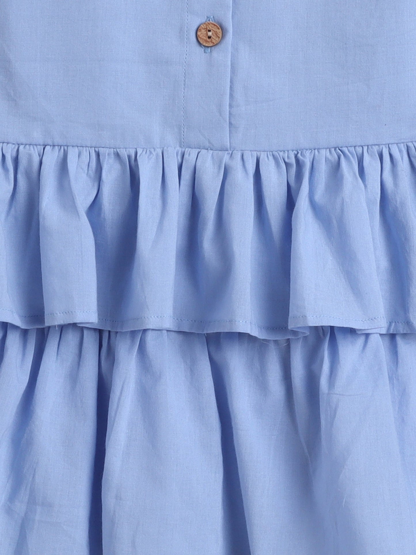 Cotton Sleeveless Solid Layered Dress - Blue