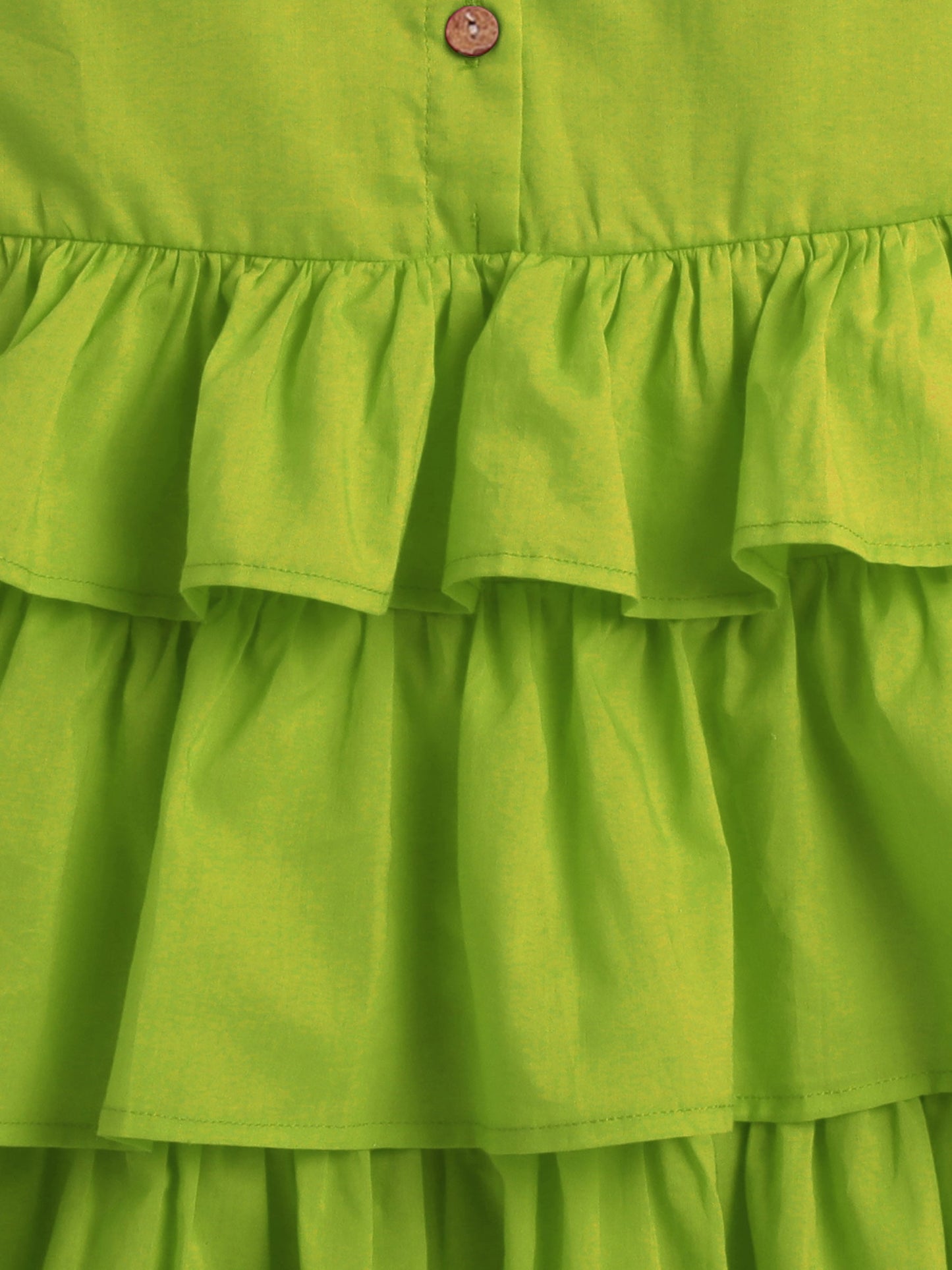 Cotton Sleeveless Solid Layered Dress - Green