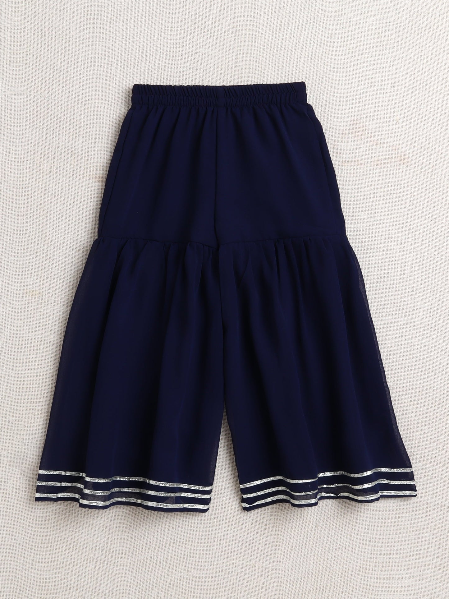 The Magic Wand Singlet Sequins Embellished Kurta and Sharara Set - Navy Blue