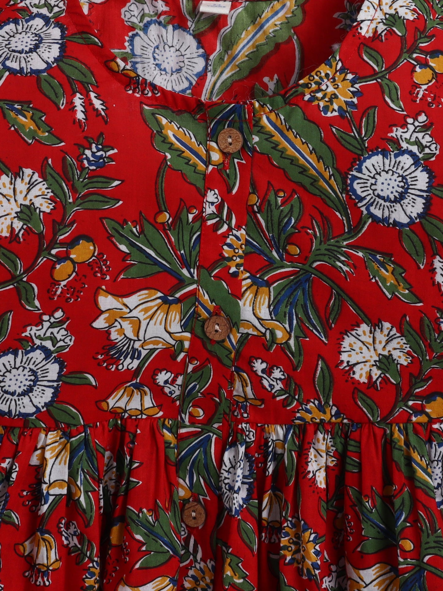 The Magic Wand Cotton Three Fourth Sleeves Floral Printed Top & Pant Set-Red
