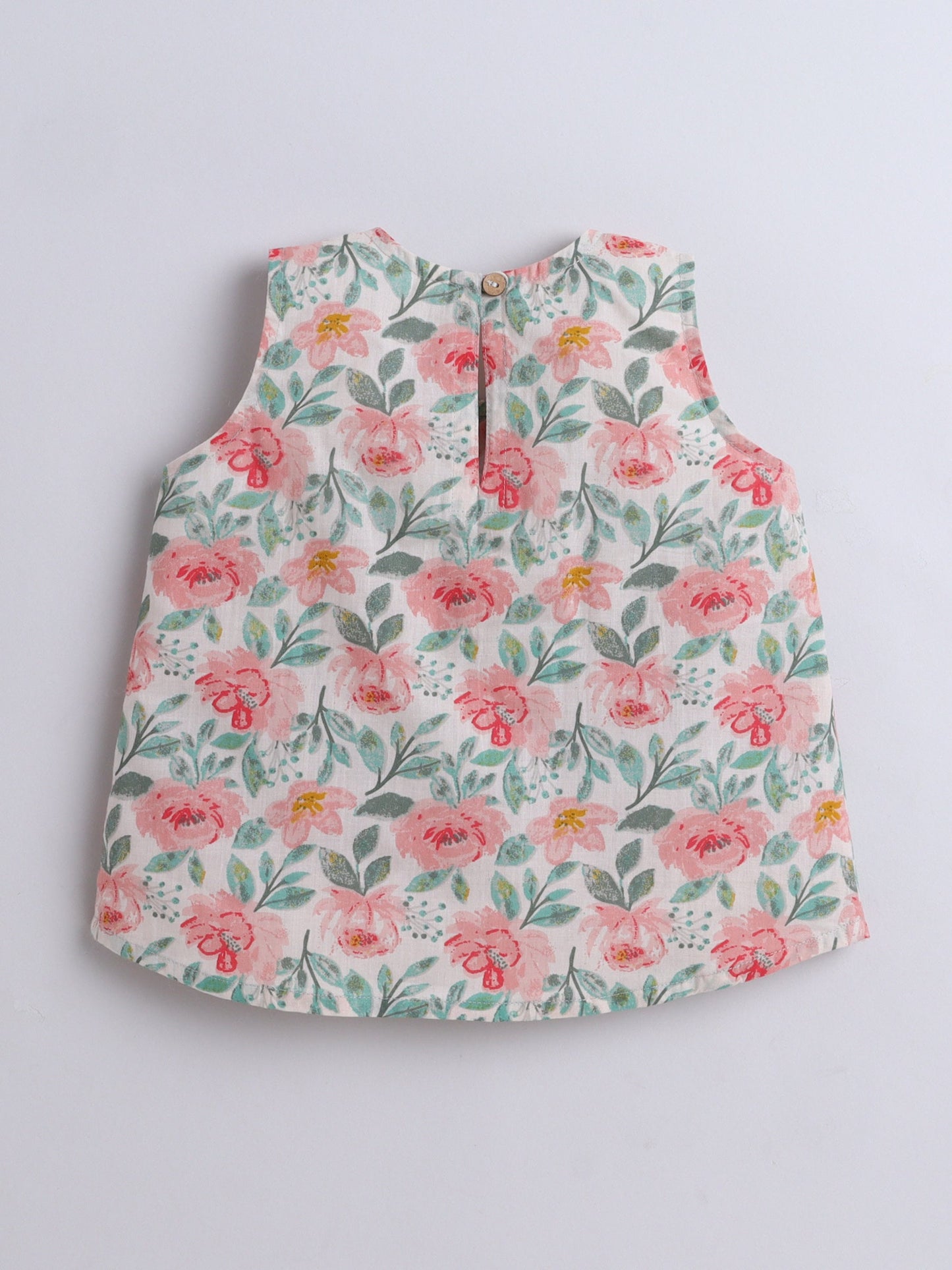 The Magic Wand Cotton Sleeveless All Over Printed Top & Shorts Set-Peach