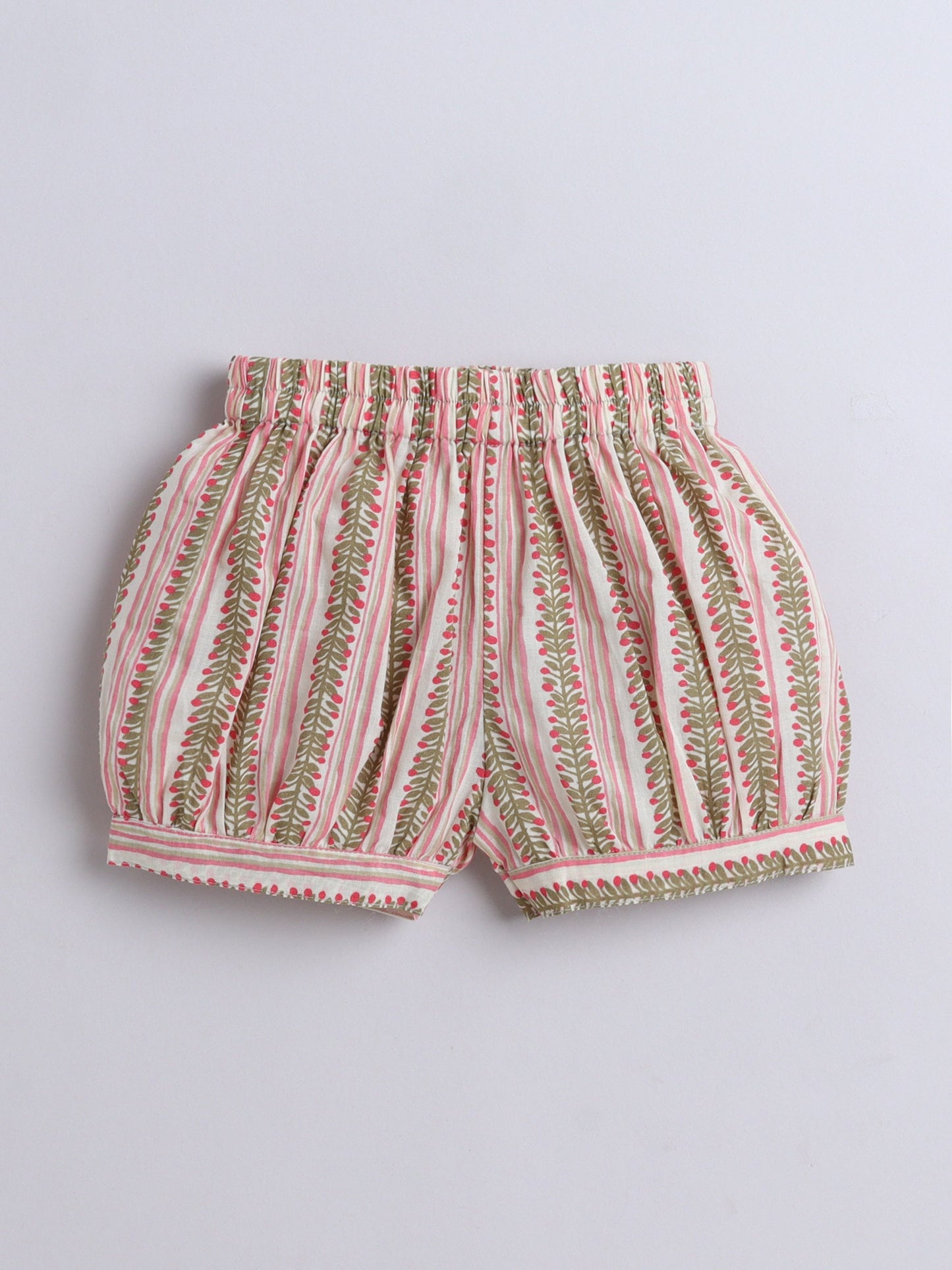 The Magic Wand Cotton Sleeveless All Over Printed Top & Shorts Set-Peach