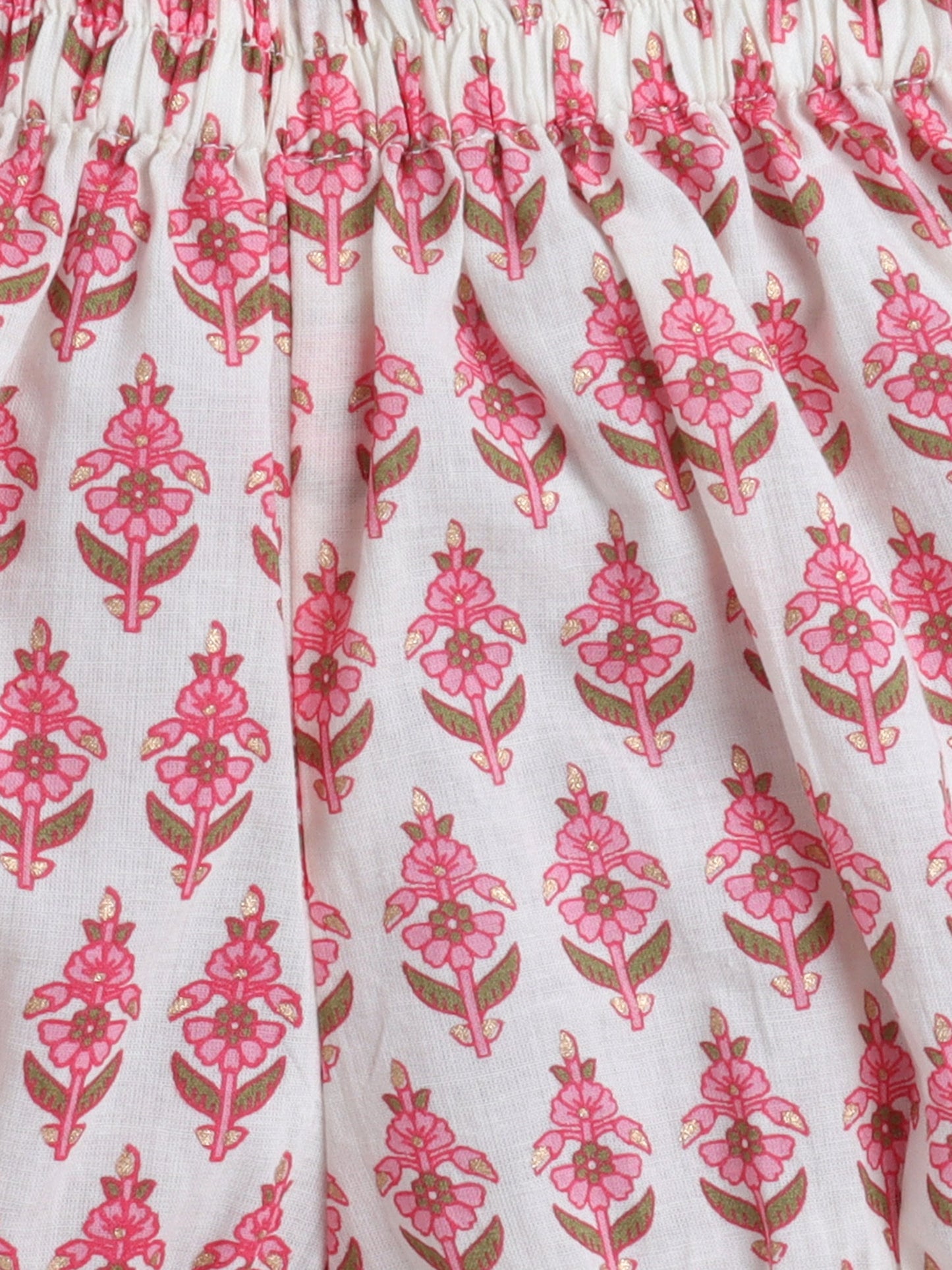 Cotton Sleeveless Floral Printed Top & Shorts Set-Off White