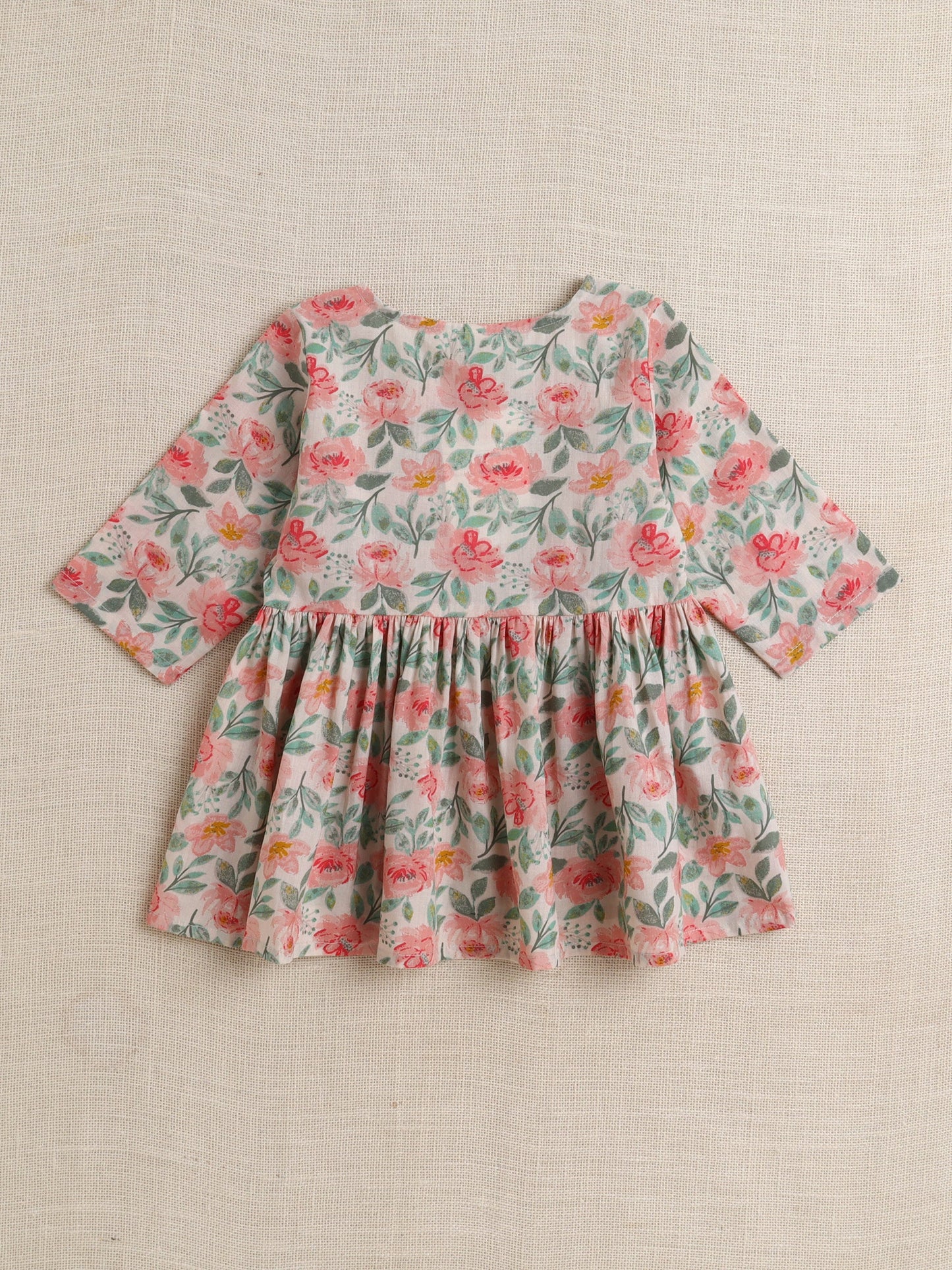 The Magic Wand Cotton Elbow Sleeves All Over Printed Top & Pant Set-Peach