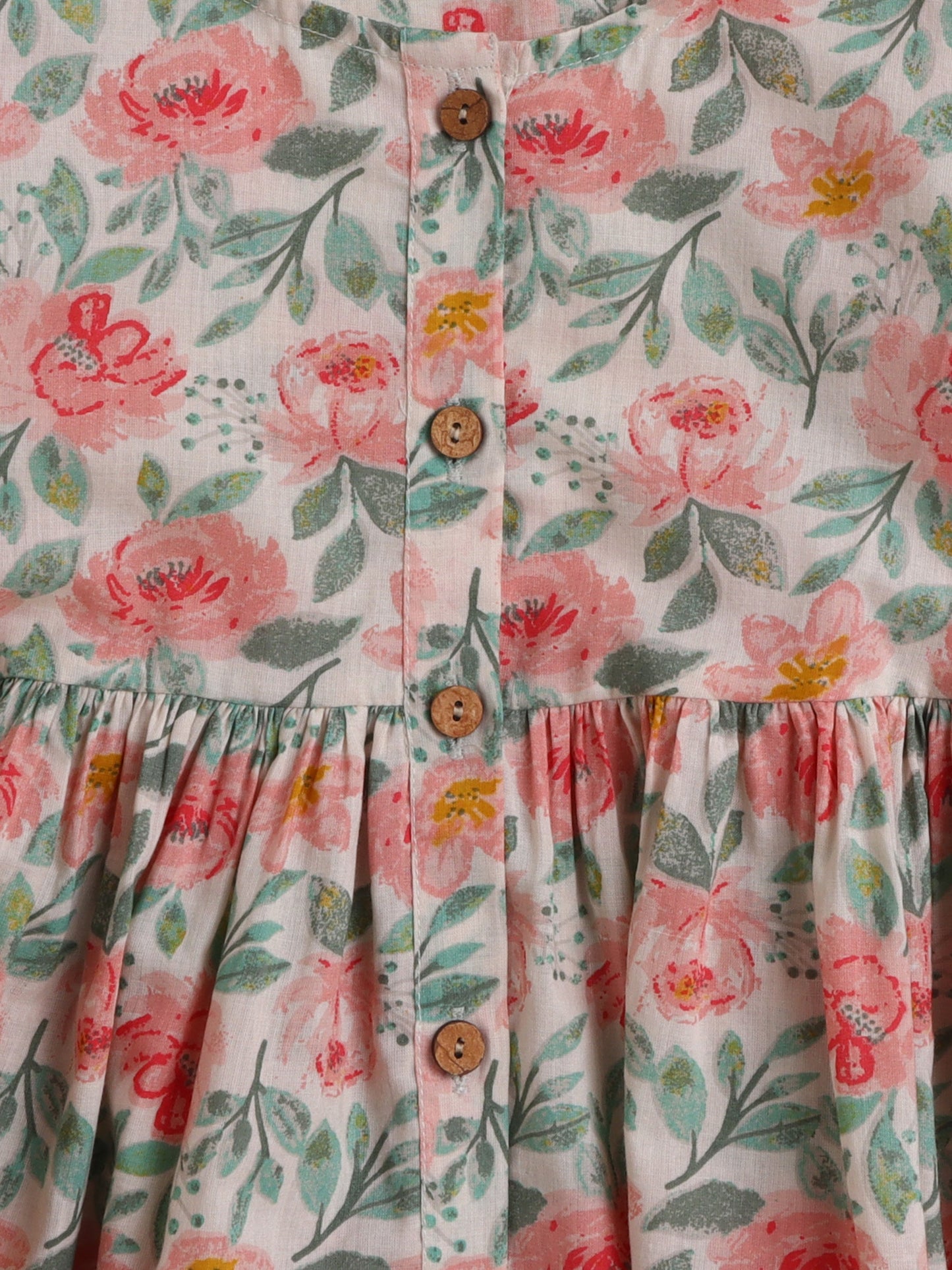 The Magic Wand Cotton Elbow Sleeves All Over Printed Top & Pant Set-Peach