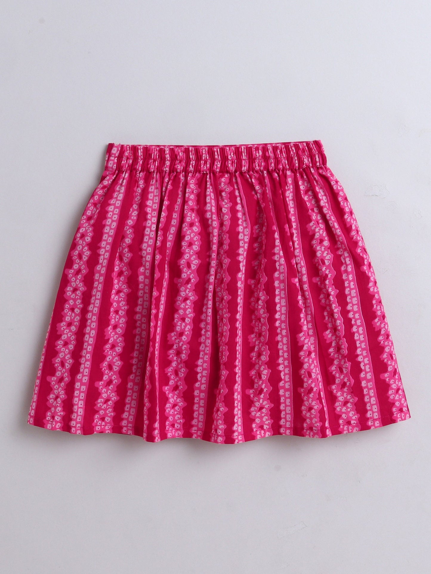 The Magic Wand Cotton Strappy All Over Printed Top and Skirt Set- Fuchsia