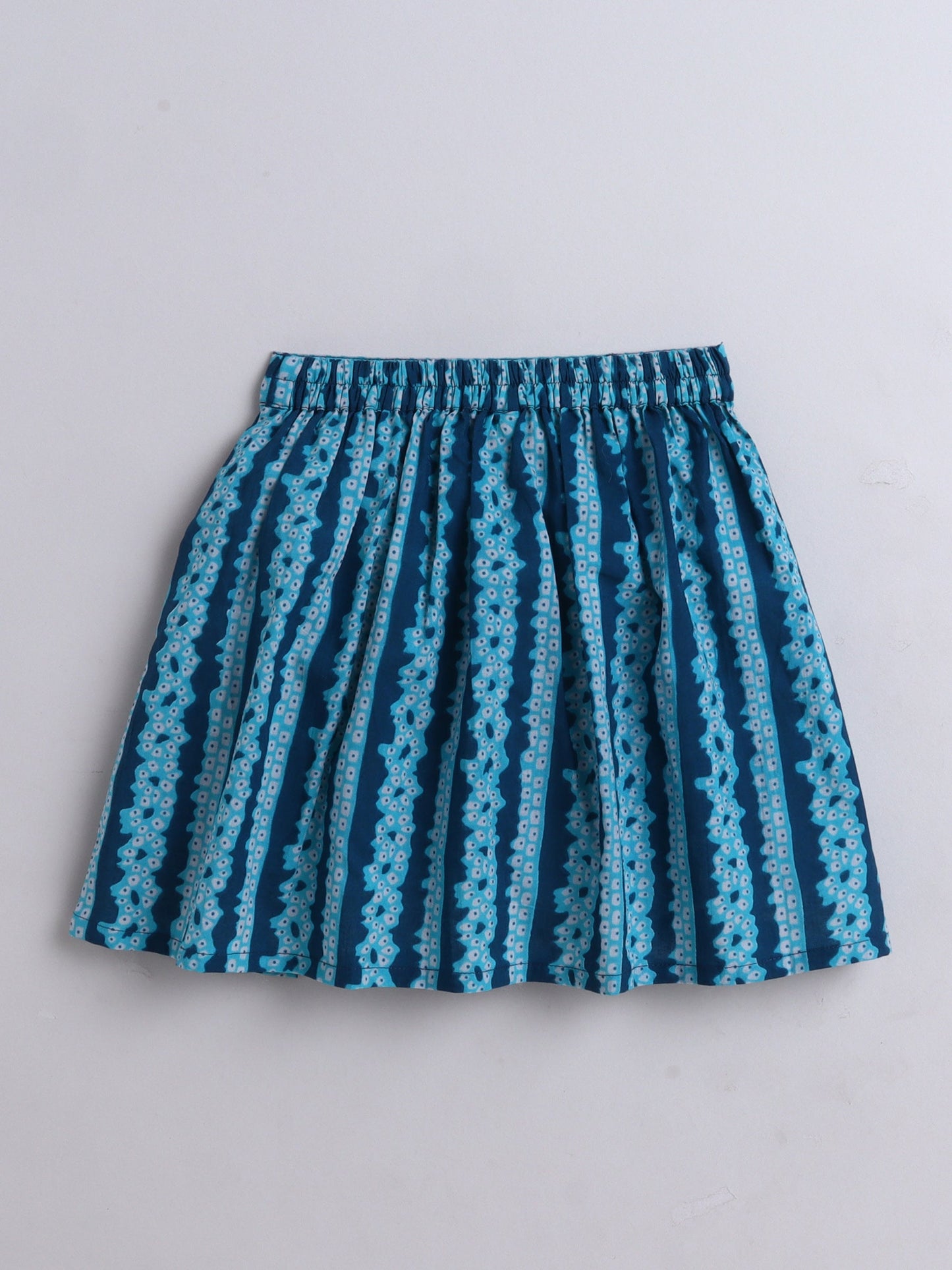 The Magic Wand Cotton Strappy All Over Printed Top and Skirt Set-n Teal Blue