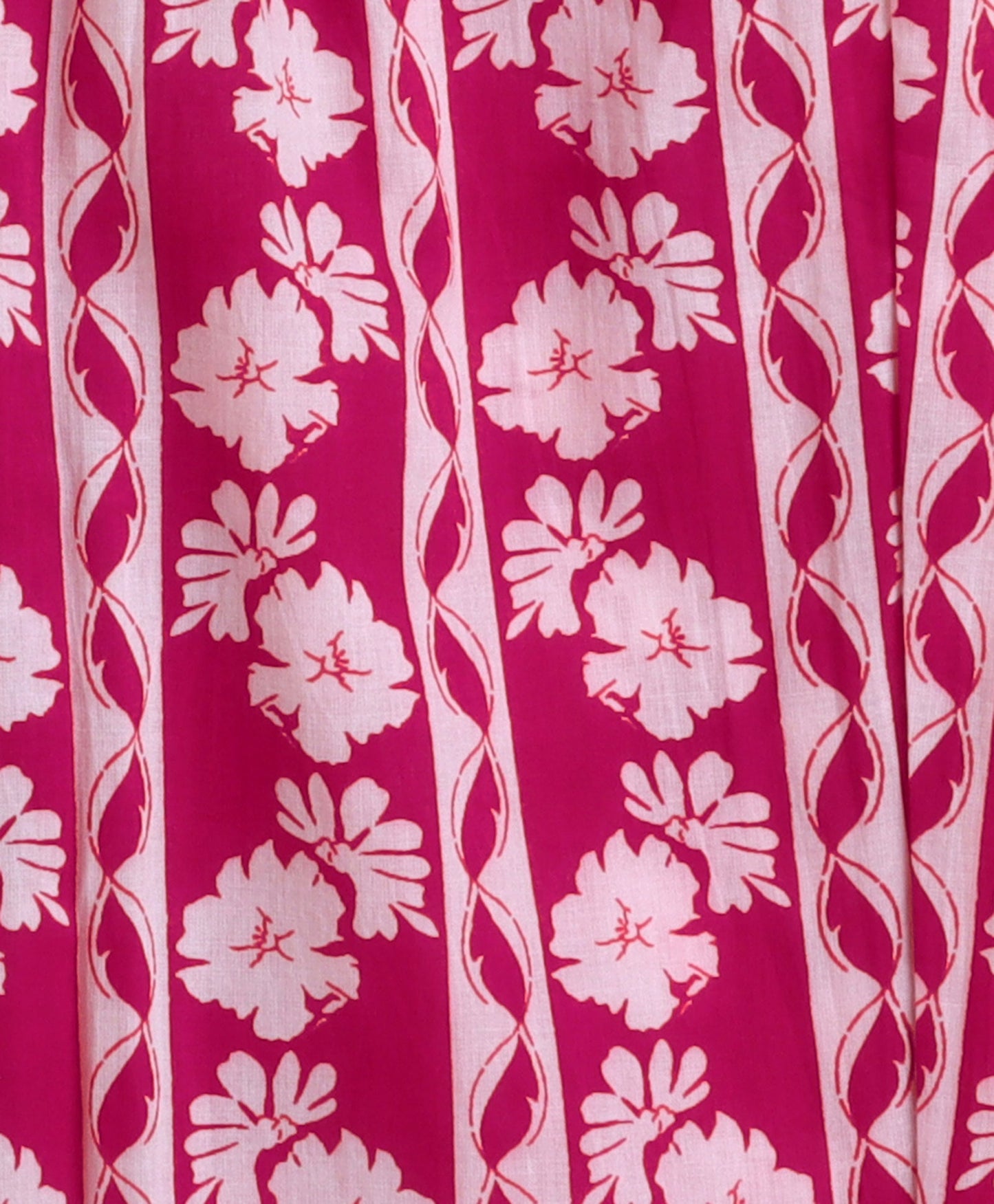 The Magic Wand Cotton Woven Floral Printed Three Fourth Sleeves Kurti Salwar and Dupatta Set- Fuchisa