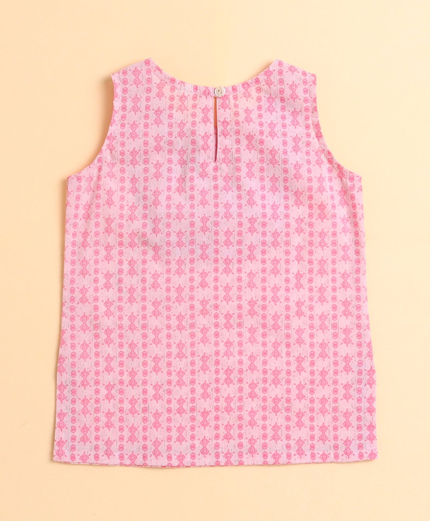 The Magic Wand Cotton Woven Floral Printed Sleeveless Lace Embellished Kurti and Lehenga with Dupatta - Pink