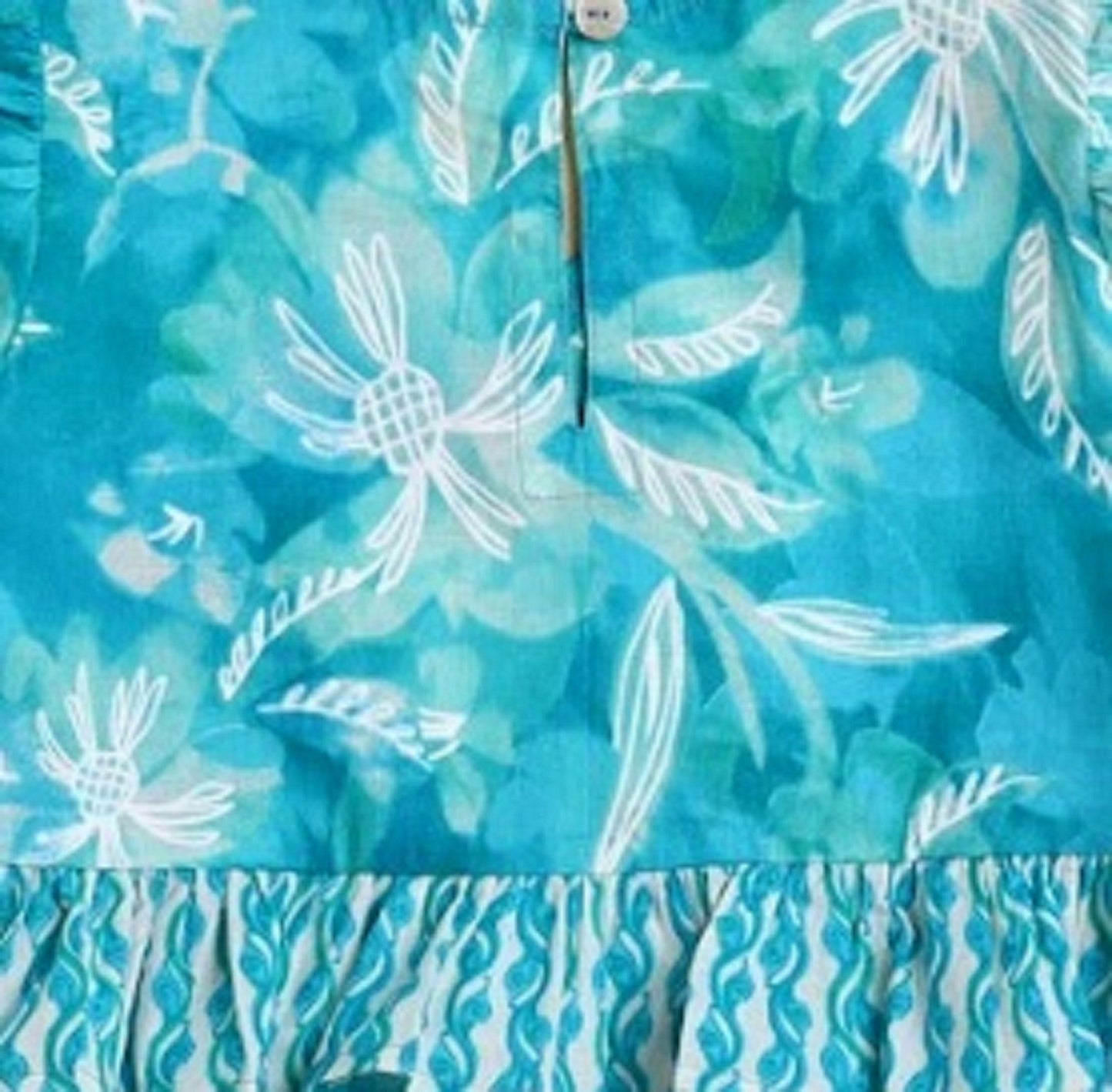 The Magic Wand Cotton Woven Abstract Printed Puff Sleeves Top and Bottom Coordinating Set - Teal Blue